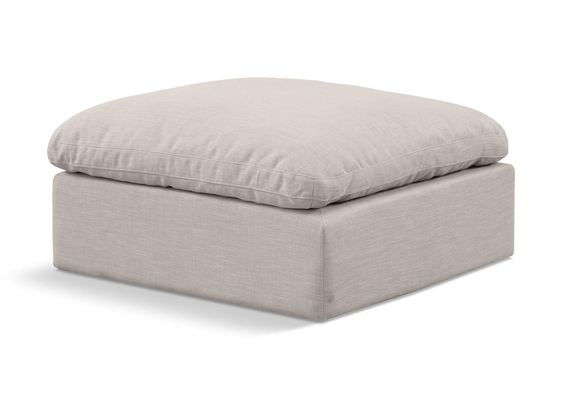 Indulge Beige Linen Textured Fabric Ottoman,Meridian Furniture