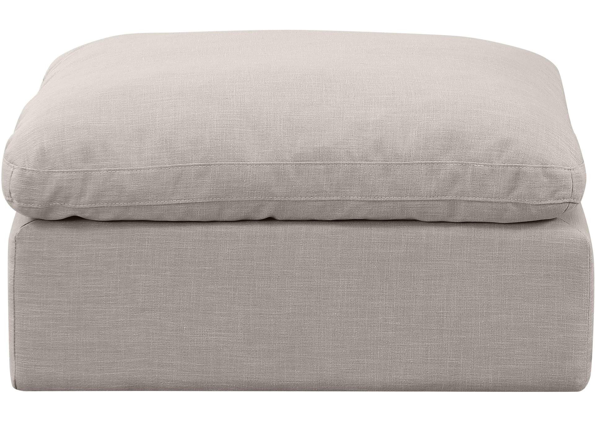 Indulge Beige Linen Textured Fabric Ottoman,Meridian Furniture