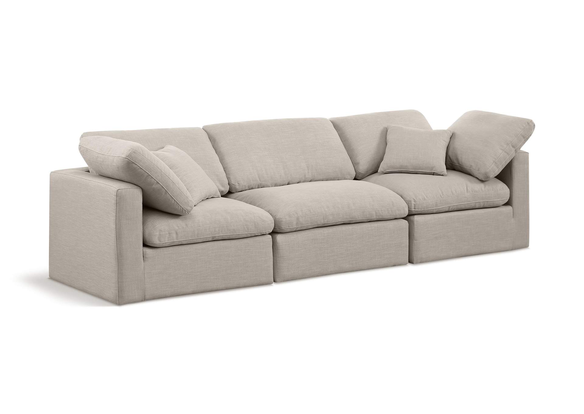 Indulge Beige Linen Textured Fabric Modular Sofa,Meridian Furniture