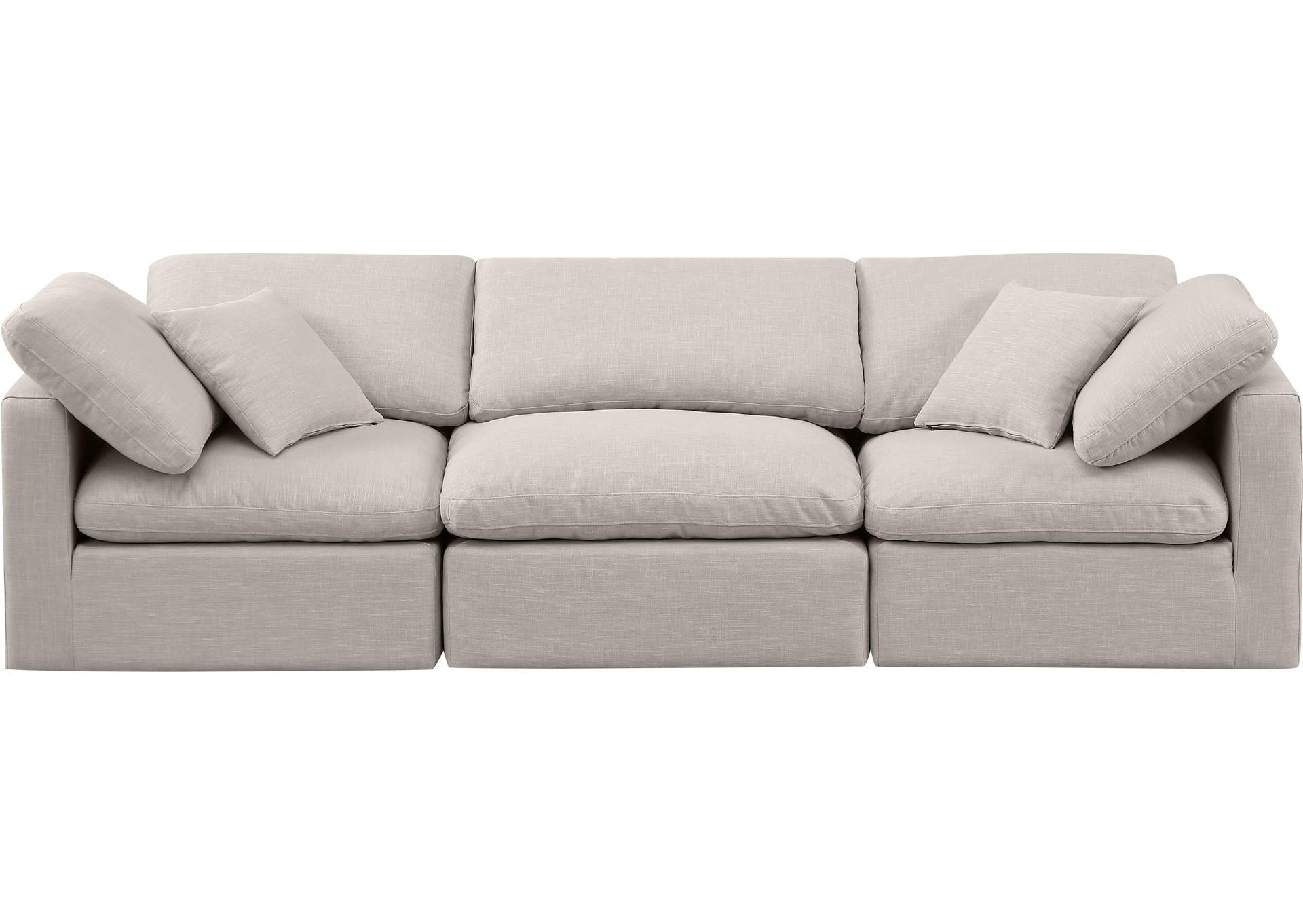 Indulge Beige Linen Textured Fabric Modular Sofa,Meridian Furniture