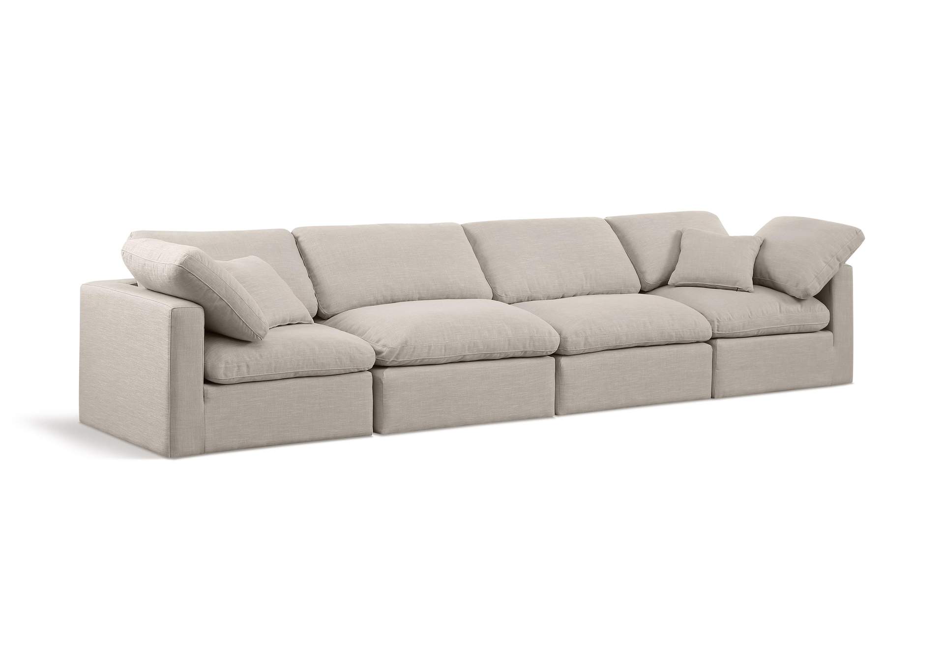 Indulge Beige Linen Textured Fabric Modular Sofa,Meridian Furniture