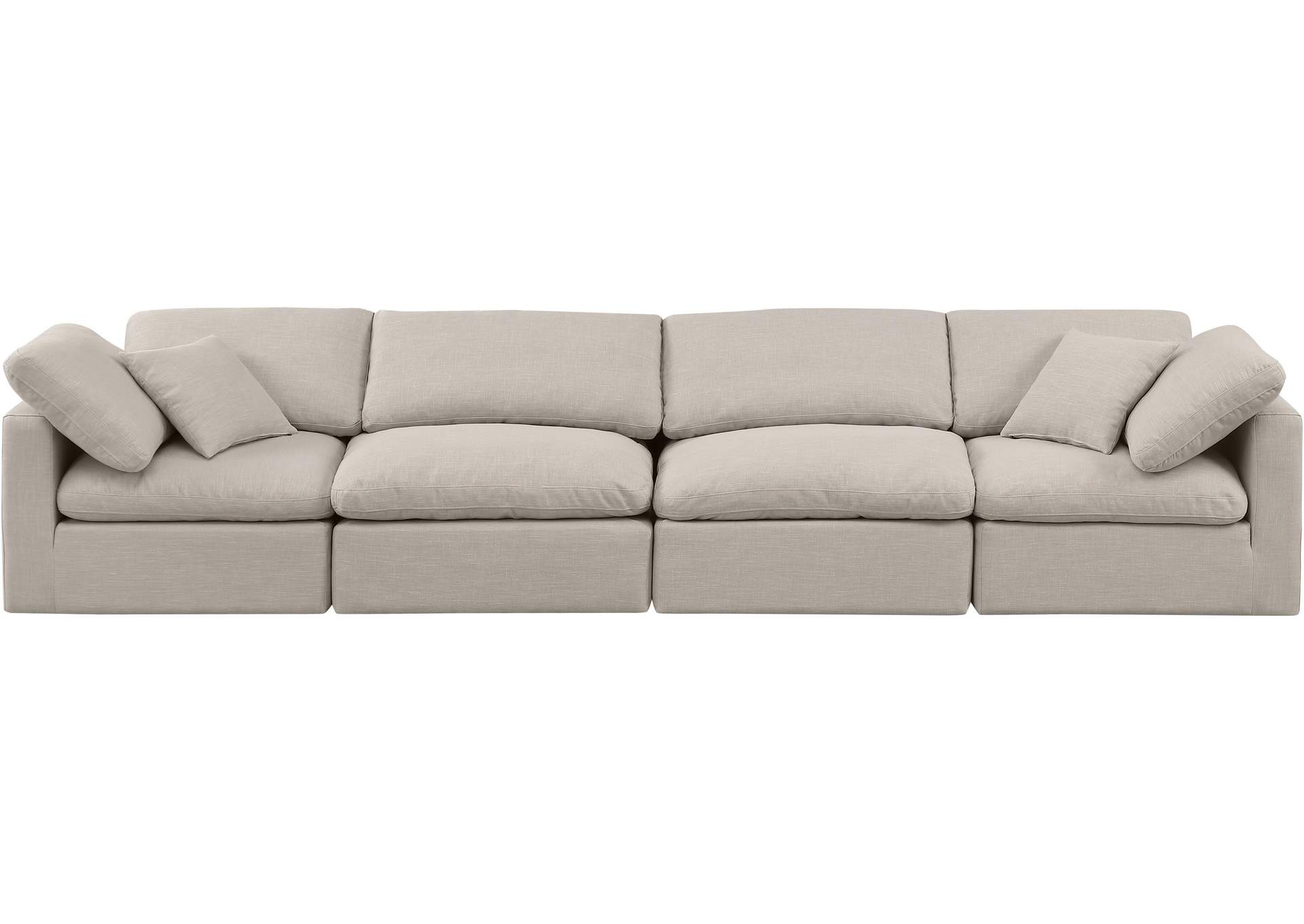 Indulge Beige Linen Textured Fabric Modular Sofa,Meridian Furniture