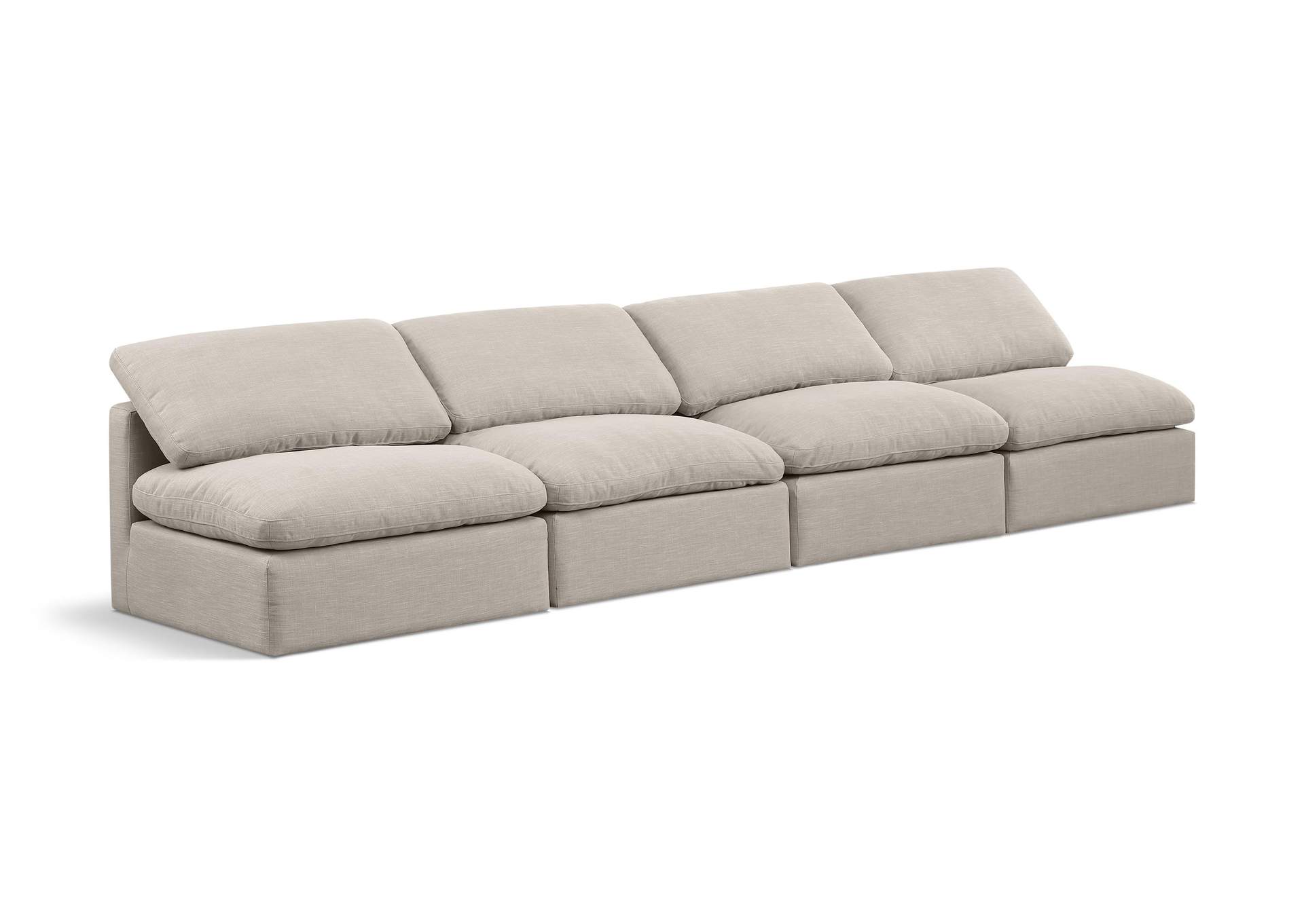 Indulge Beige Linen Textured Fabric Modular Sofa,Meridian Furniture