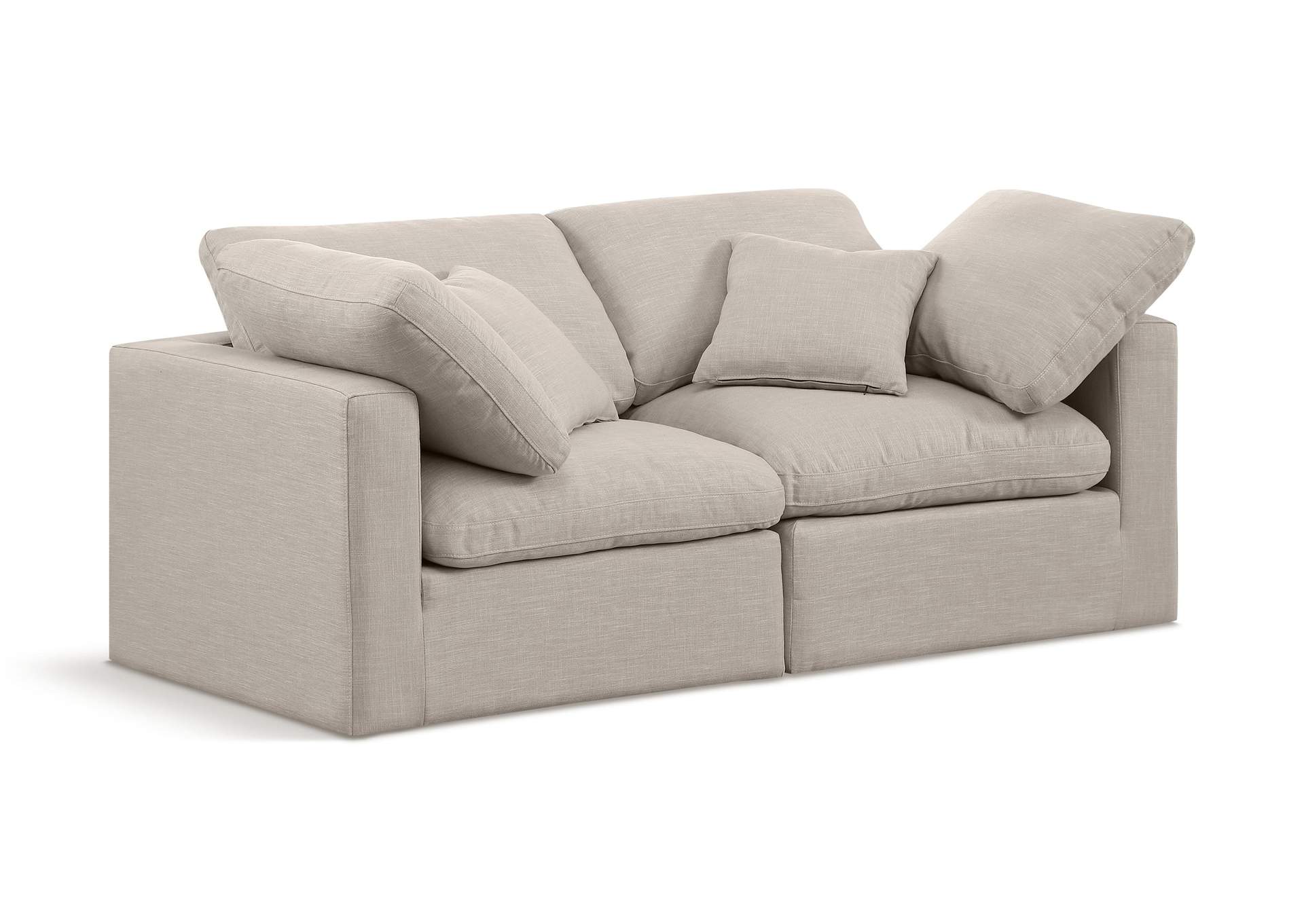 Indulge Beige Linen Textured Fabric Modular Sofa,Meridian Furniture