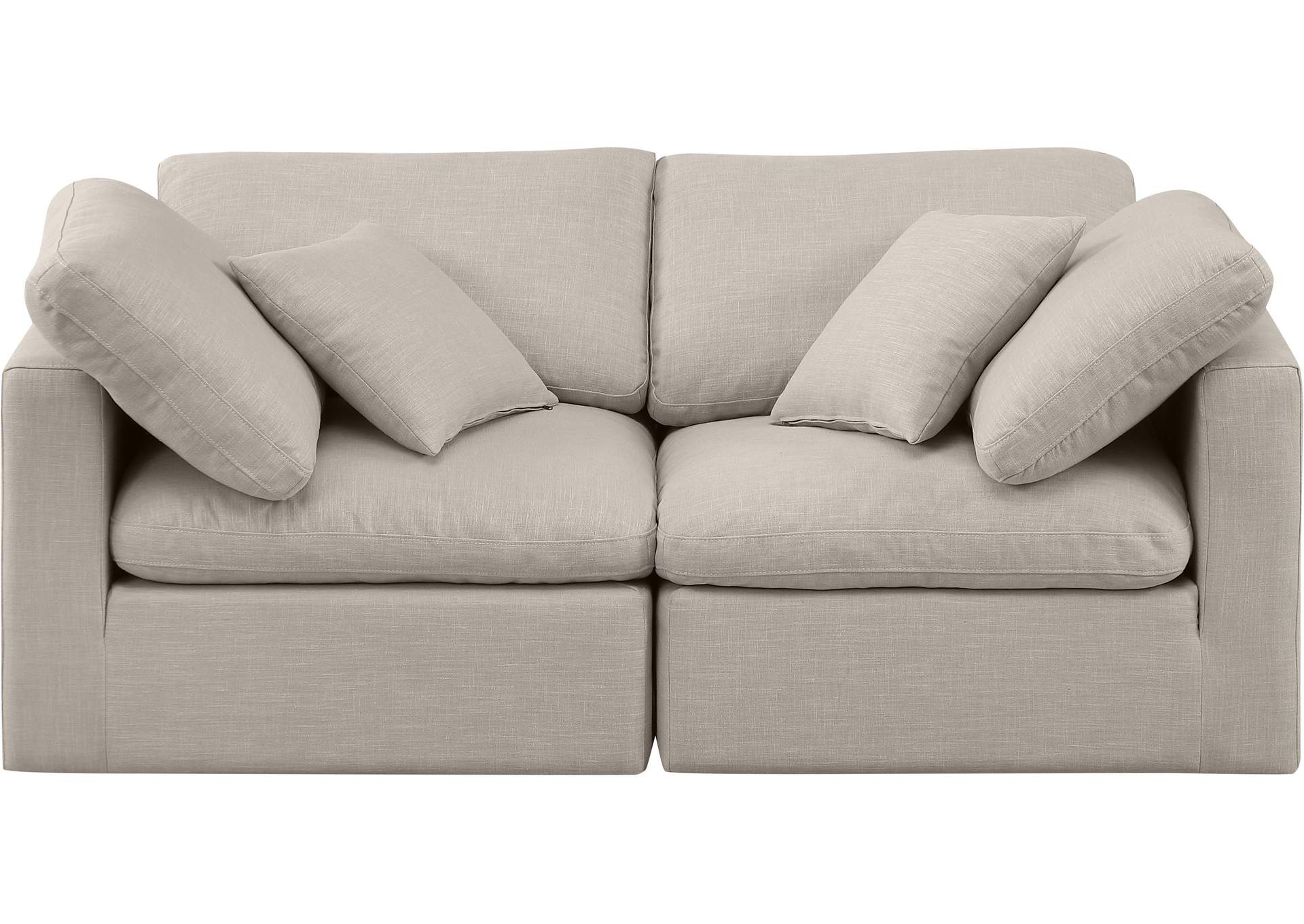 Indulge Beige Linen Textured Fabric Modular Sofa,Meridian Furniture