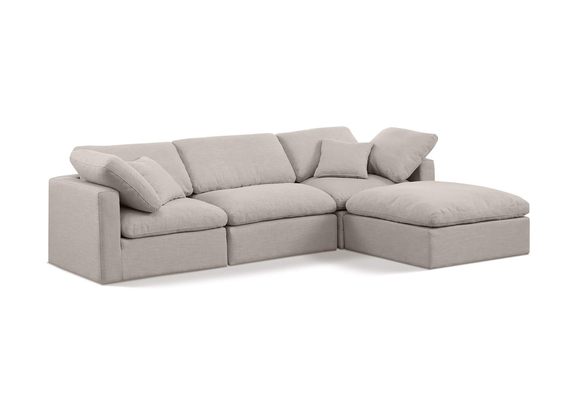 Indulge Beige Linen Textured Fabric Modular Sectional,Meridian Furniture