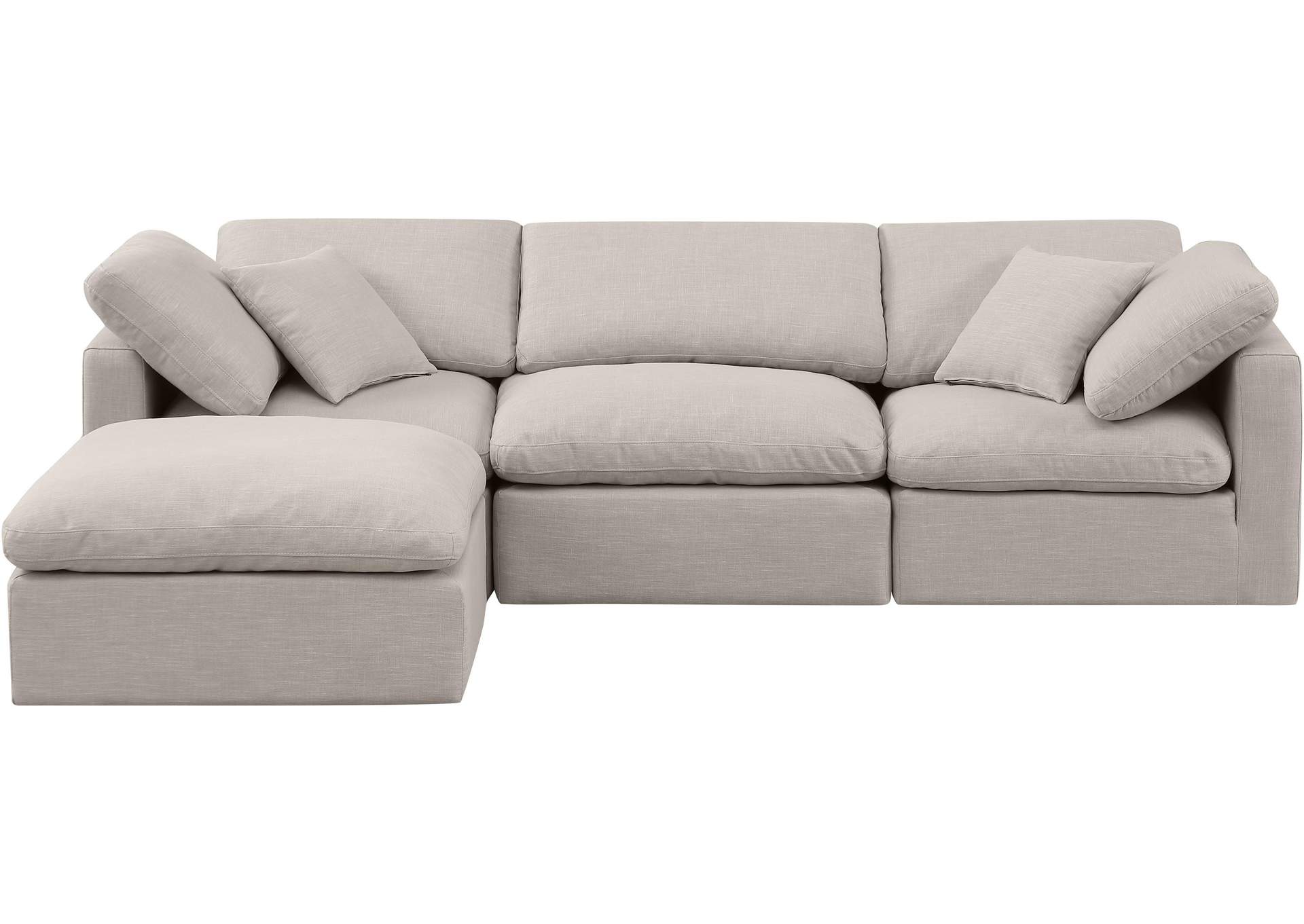 Indulge Beige Linen Textured Fabric Modular Sectional,Meridian Furniture