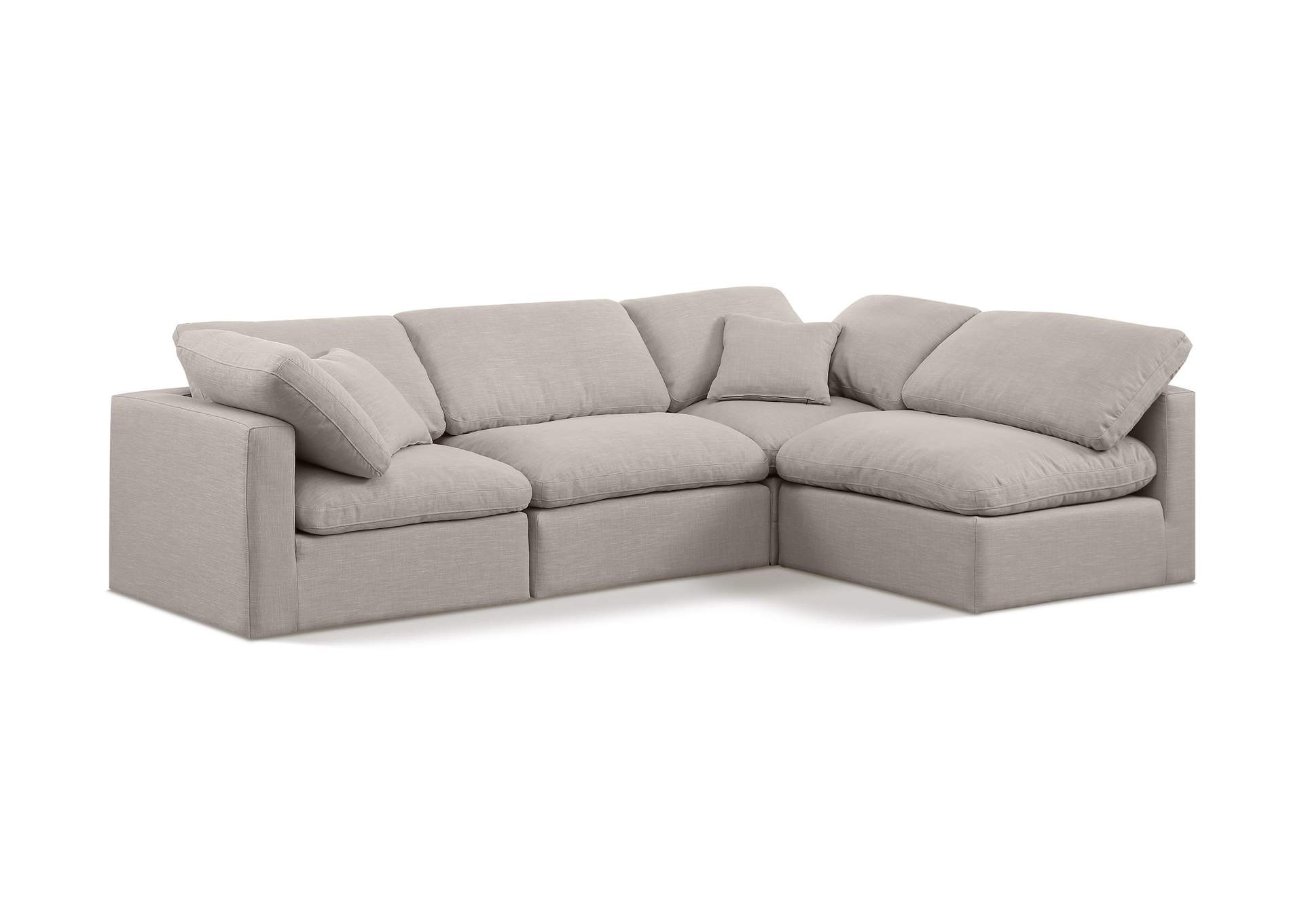 Indulge Beige Linen Textured Fabric Modular Sectional,Meridian Furniture