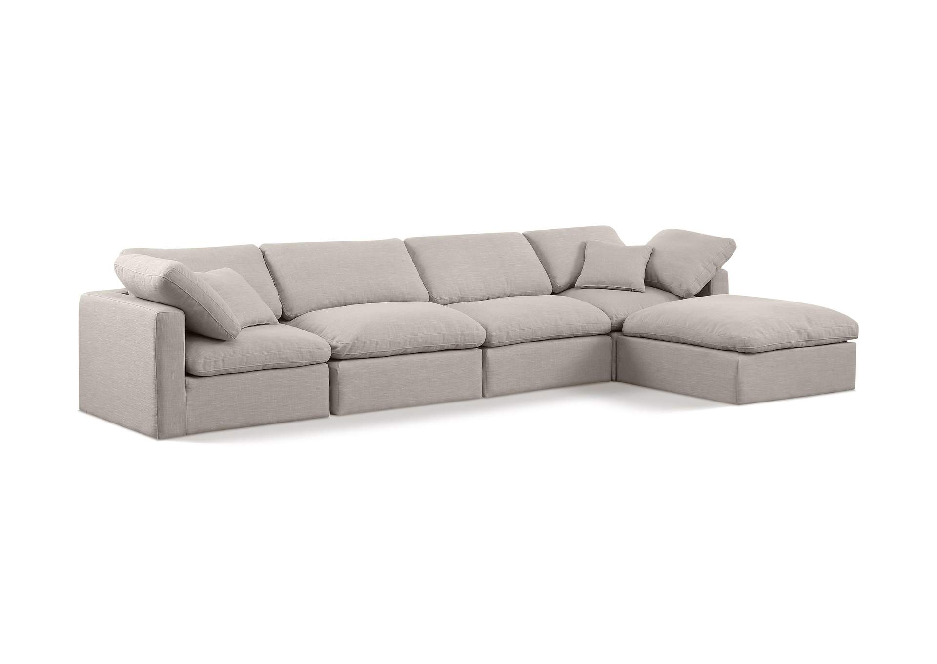 Indulge Beige Linen Textured Fabric Modular Sectional,Meridian Furniture