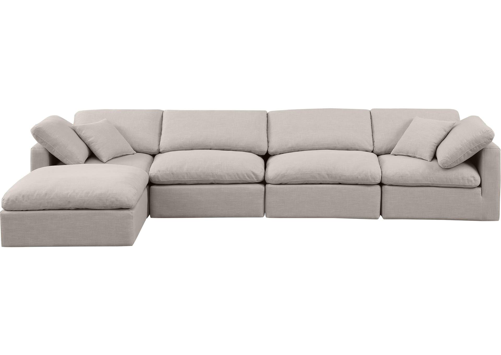 Indulge Beige Linen Textured Fabric Modular Sectional,Meridian Furniture