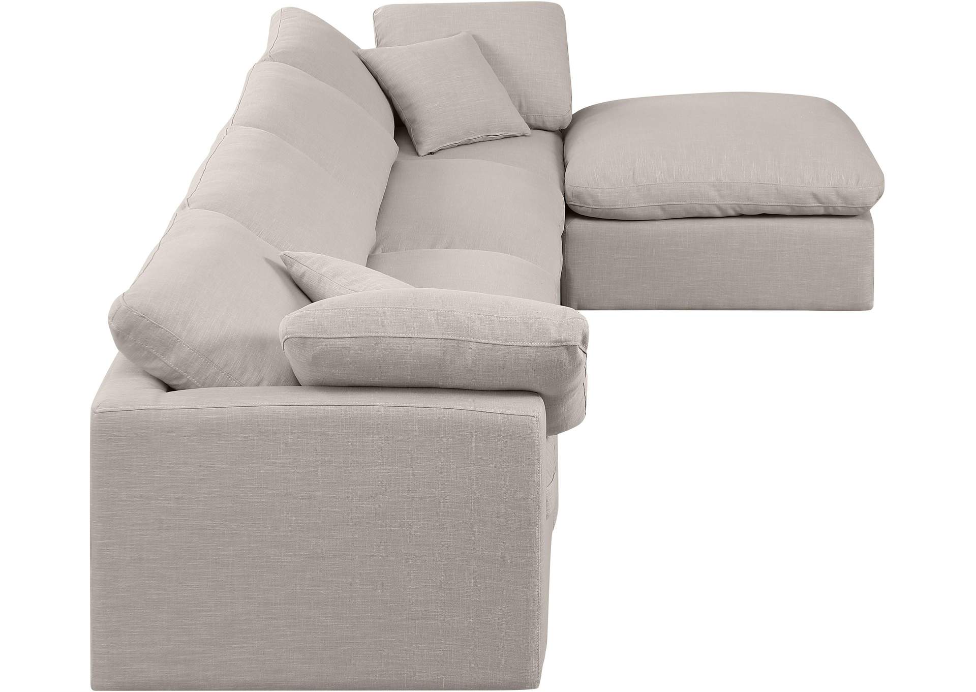 Indulge Beige Linen Textured Fabric Modular Sectional,Meridian Furniture