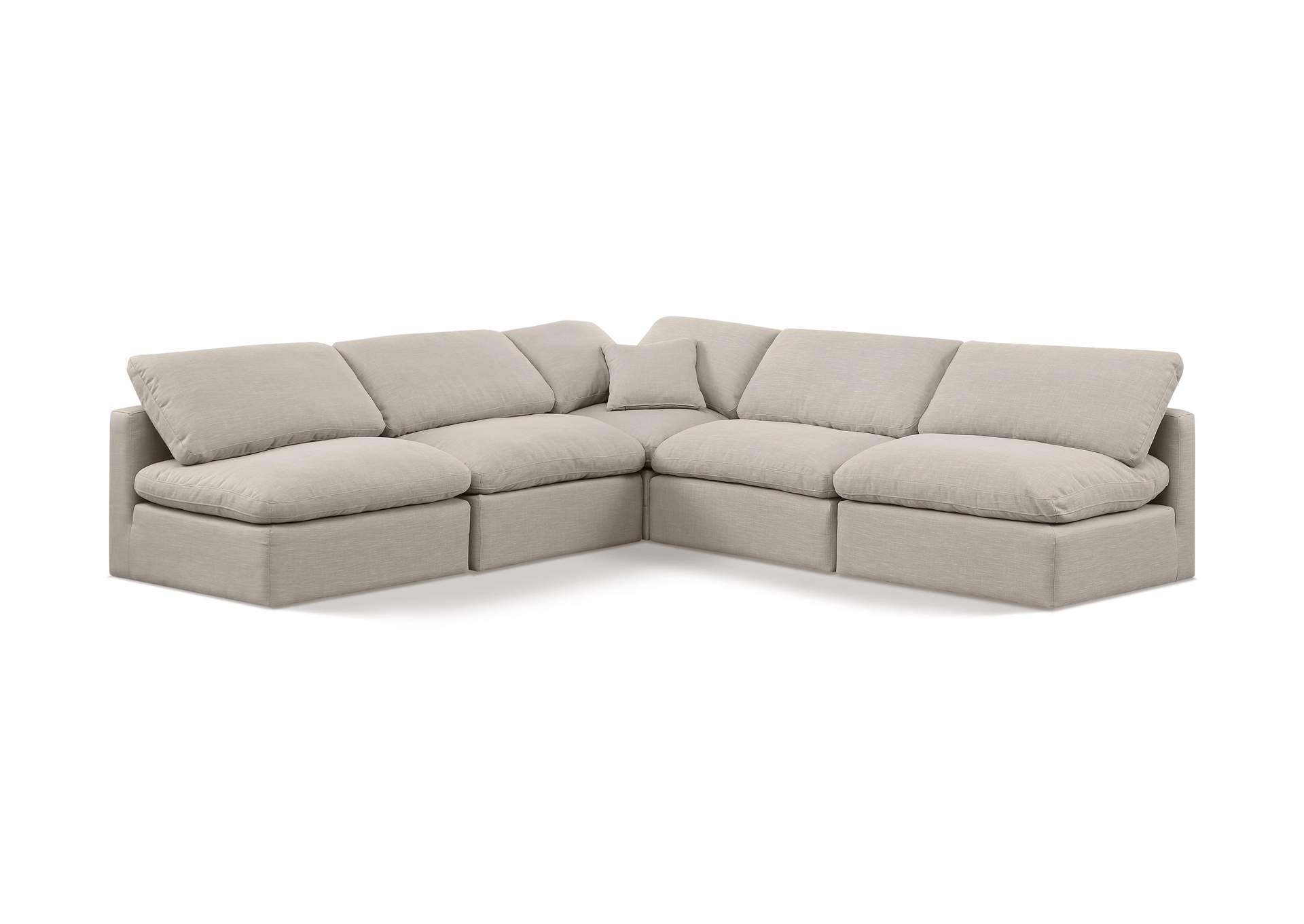 Indulge Beige Linen Textured Fabric Modular Sectional,Meridian Furniture