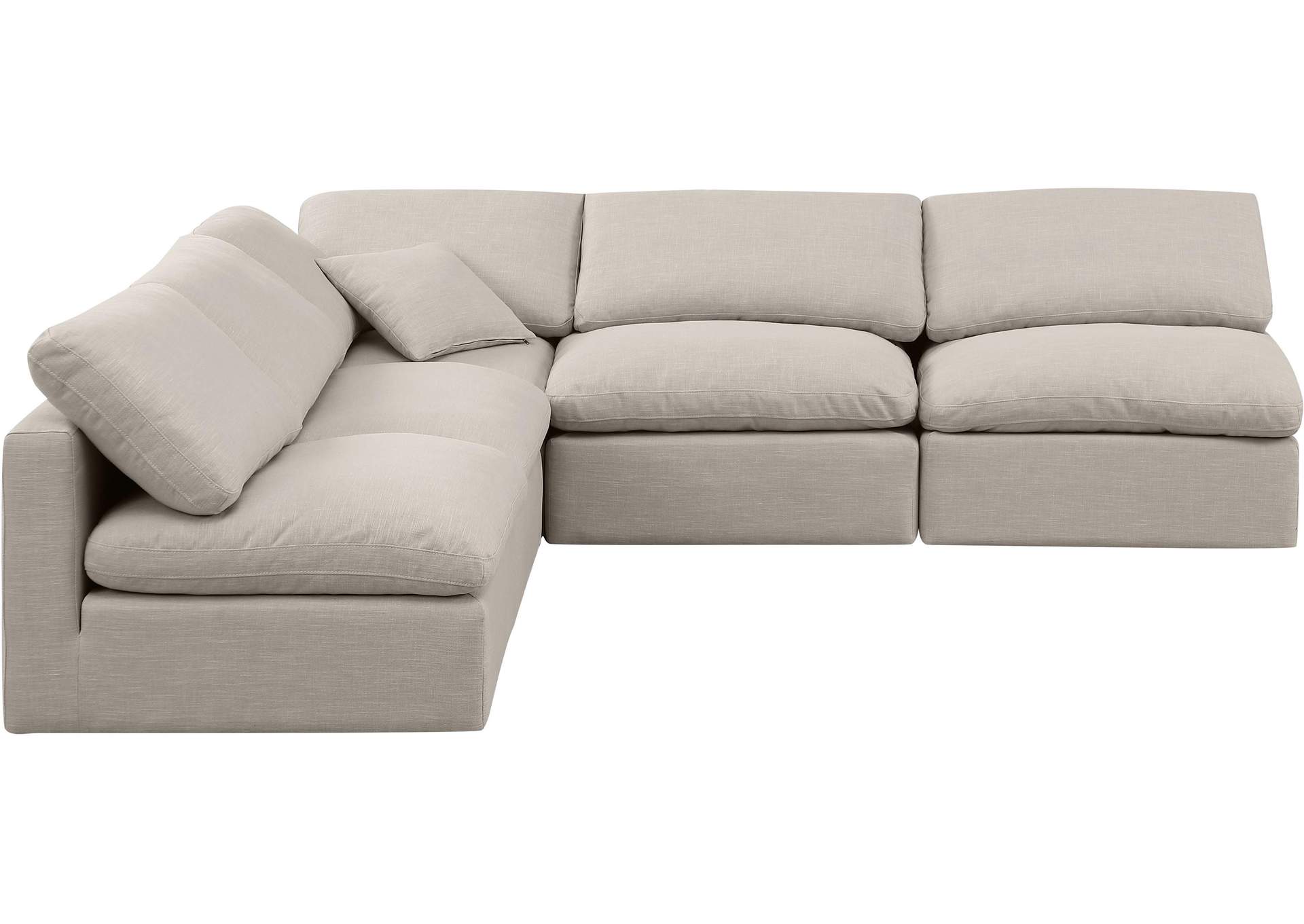 Indulge Beige Linen Textured Fabric Modular Sectional,Meridian Furniture