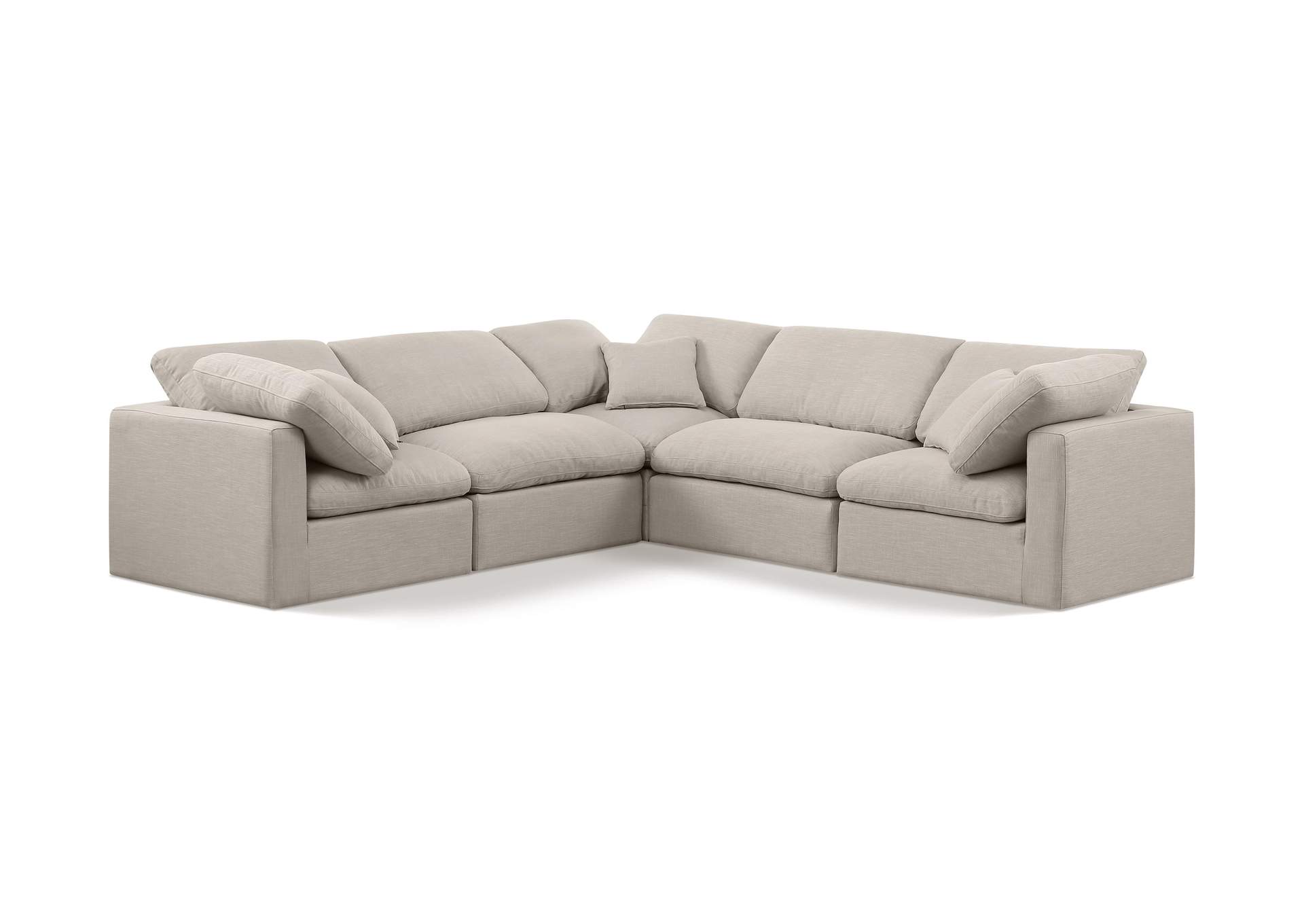 Indulge Beige Linen Textured Fabric Modular Sectional,Meridian Furniture