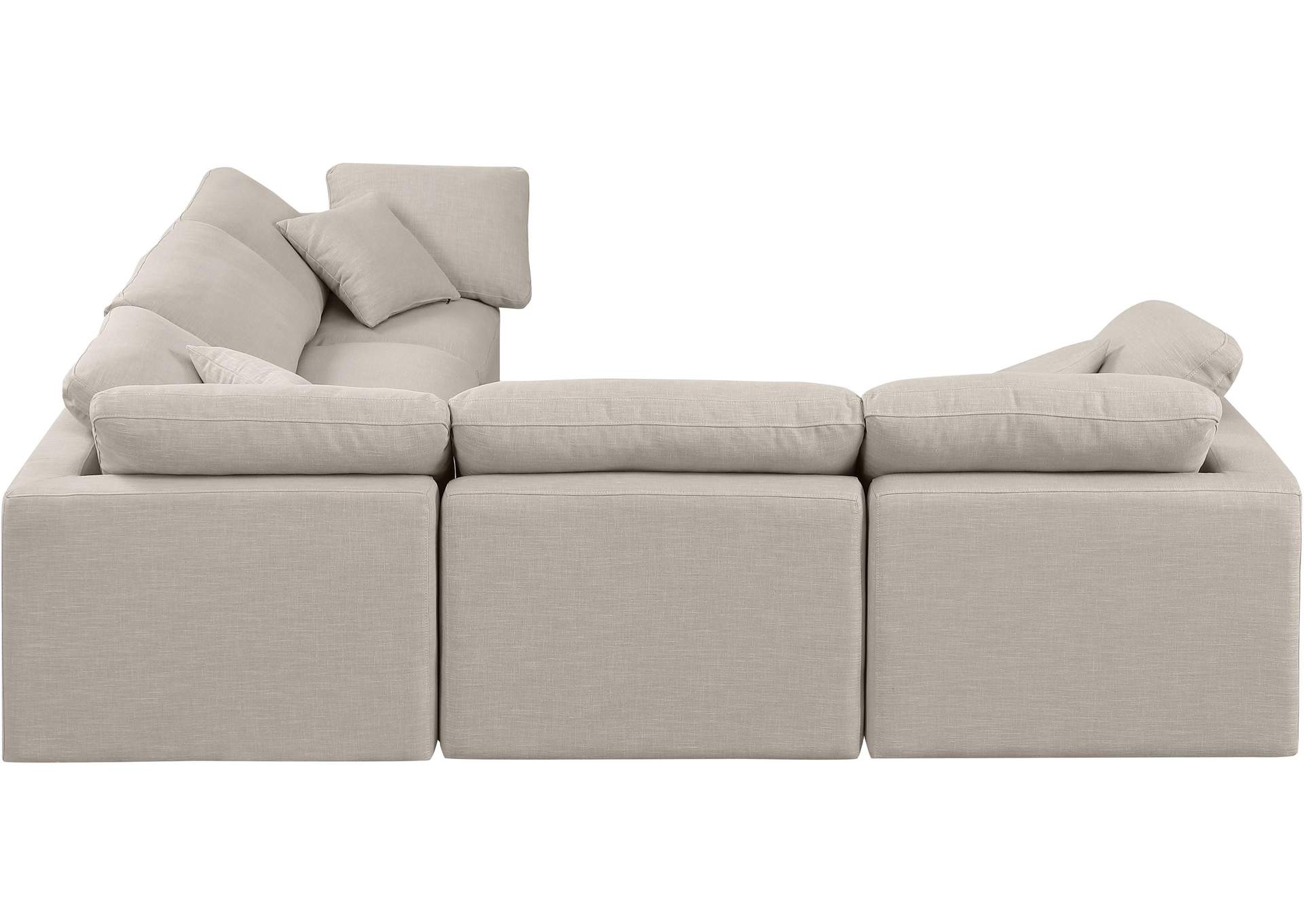 Indulge Beige Linen Textured Fabric Modular Sectional,Meridian Furniture