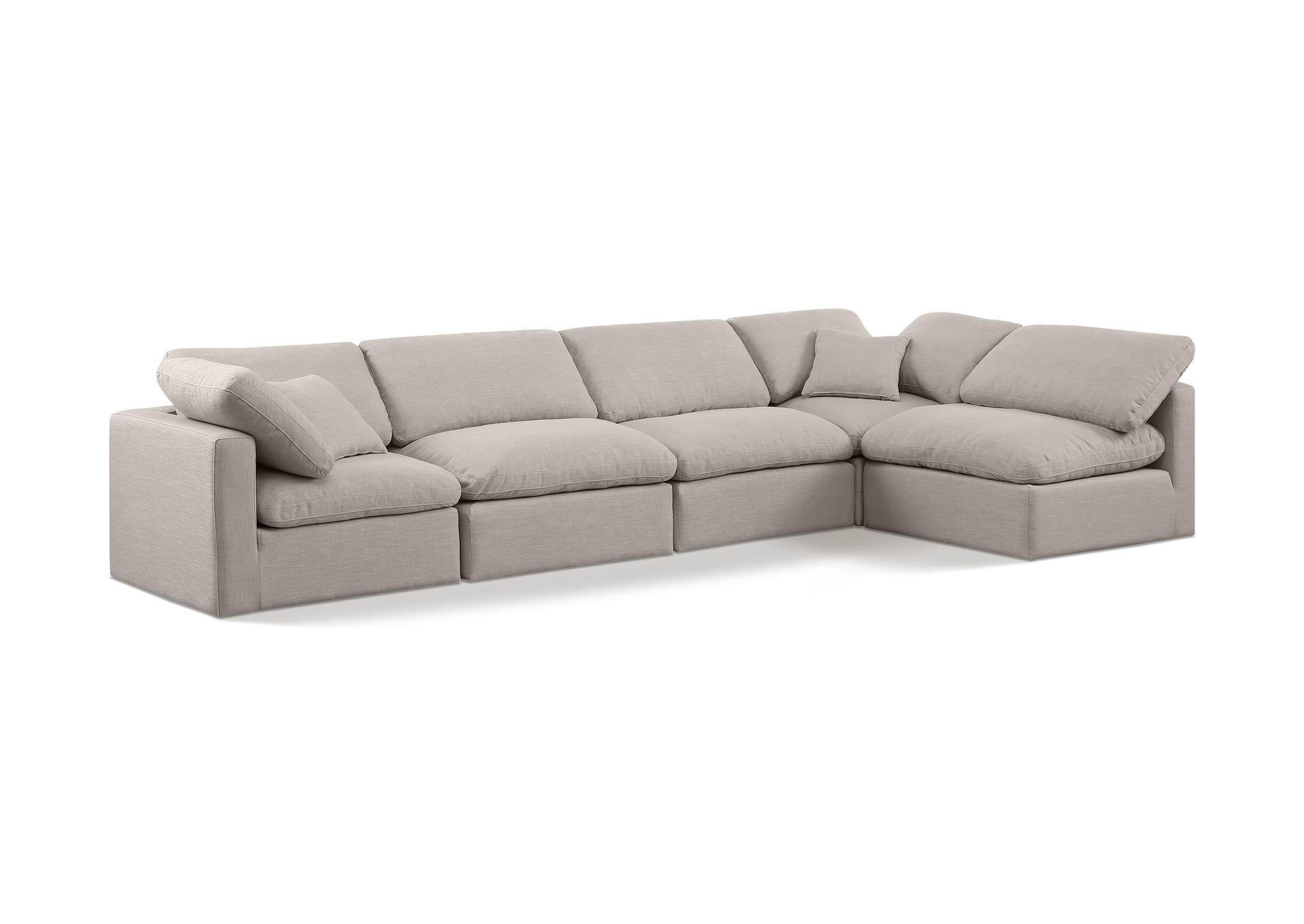 Indulge Beige Linen Textured Fabric Modular Sectional,Meridian Furniture