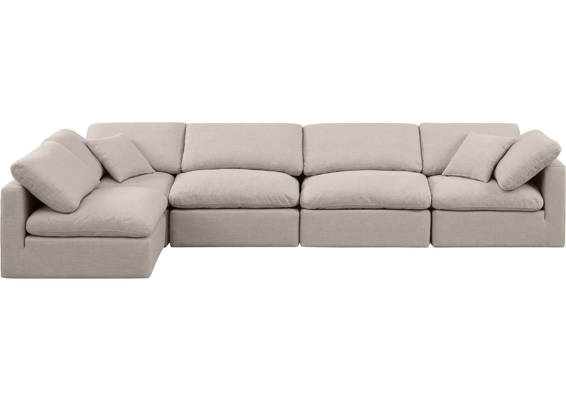 Indulge Beige Linen Textured Fabric Modular Sectional,Meridian Furniture