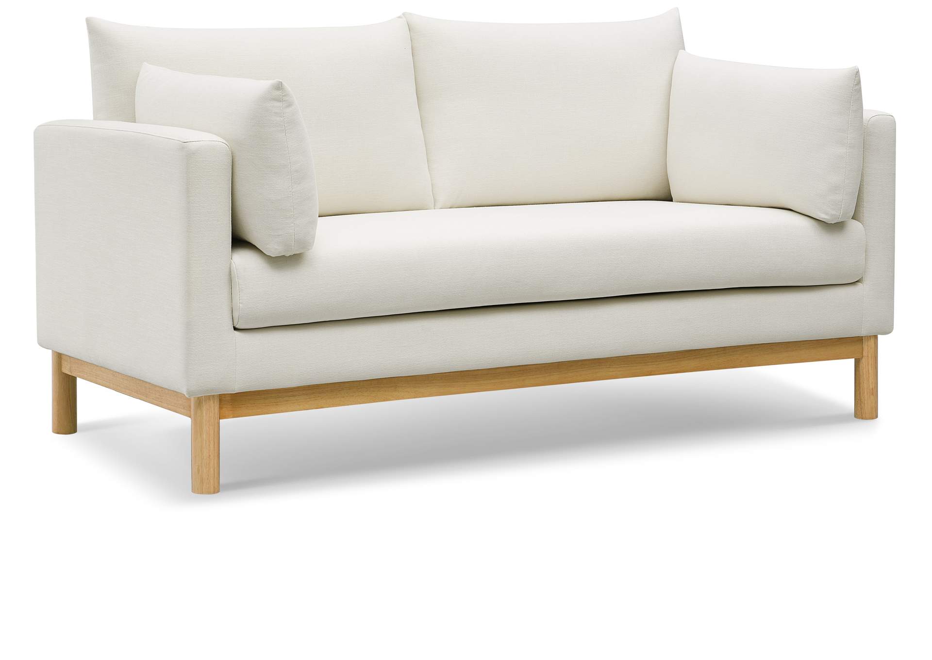 Langham Cream Linen Textured Fabric Loveseat,Meridian Furniture