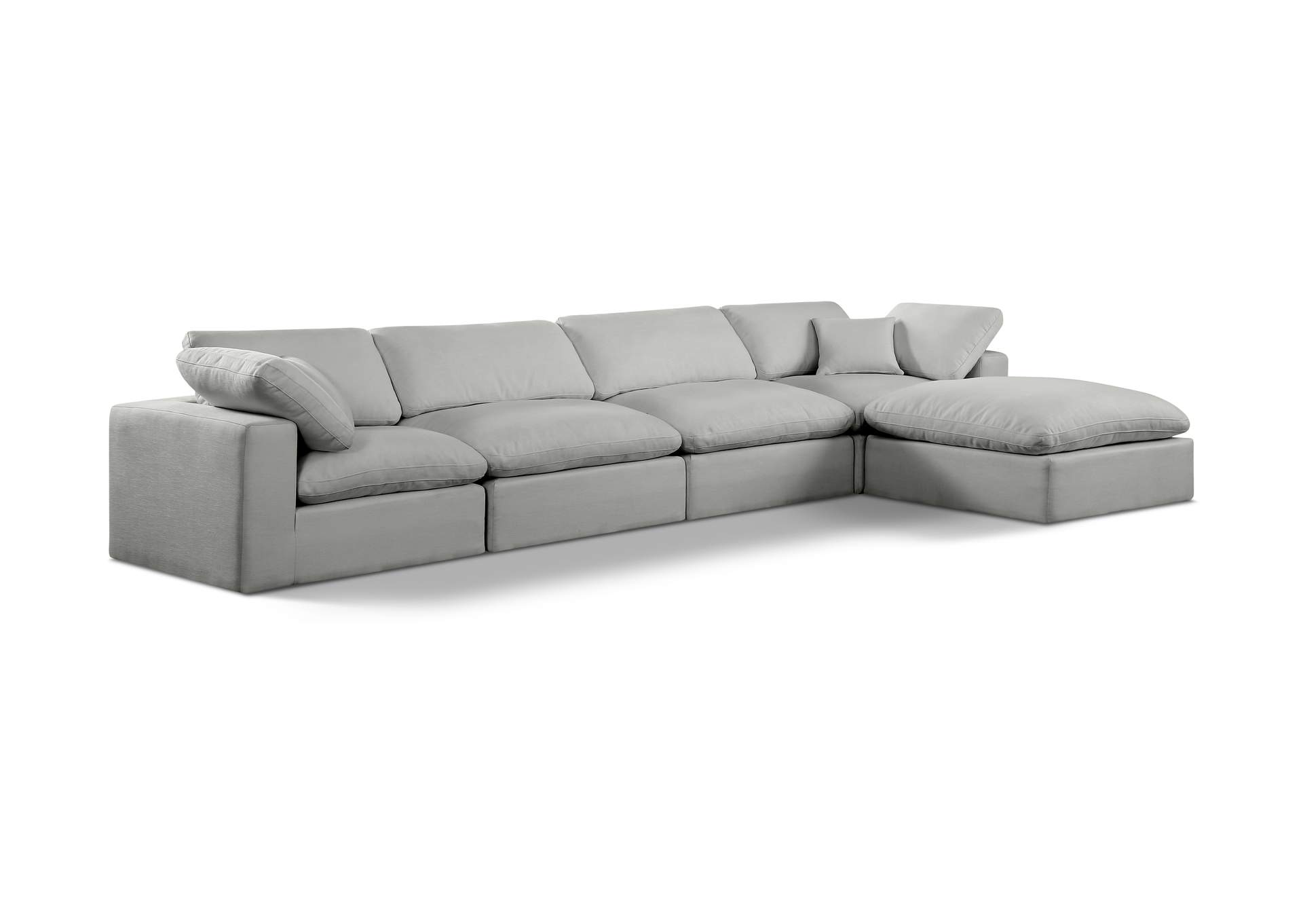 Comfy Grey Linen Textured Fabric Modular Sectional,Meridian Furniture