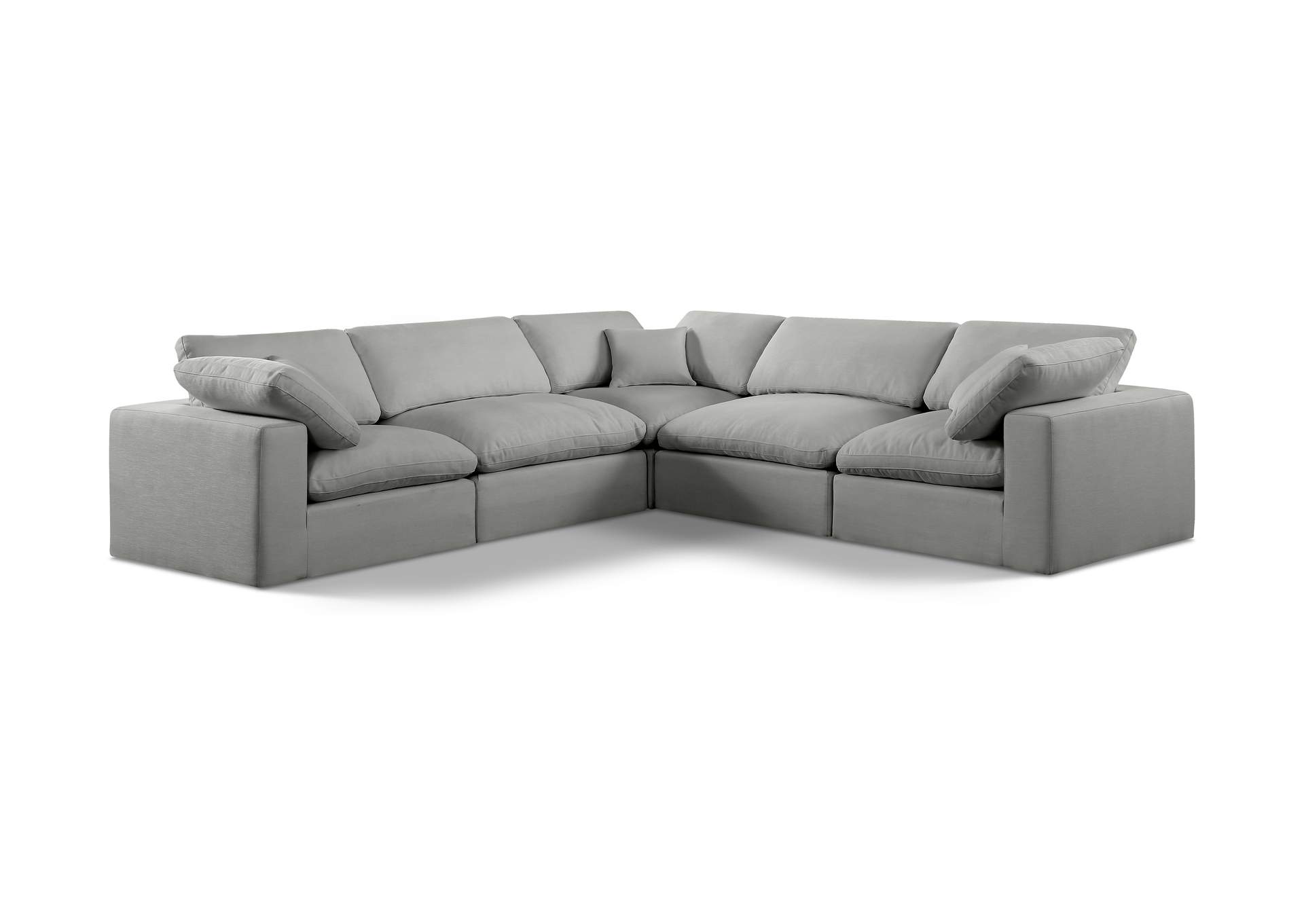 Comfy Grey Linen Textured Fabric Modular Sectional,Meridian Furniture