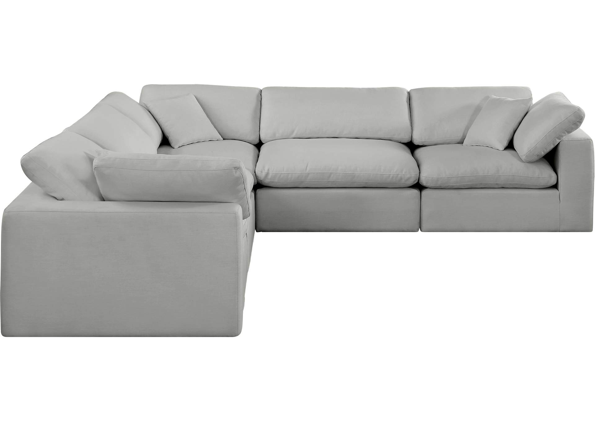 Comfy Grey Linen Textured Fabric Modular Sectional,Meridian Furniture