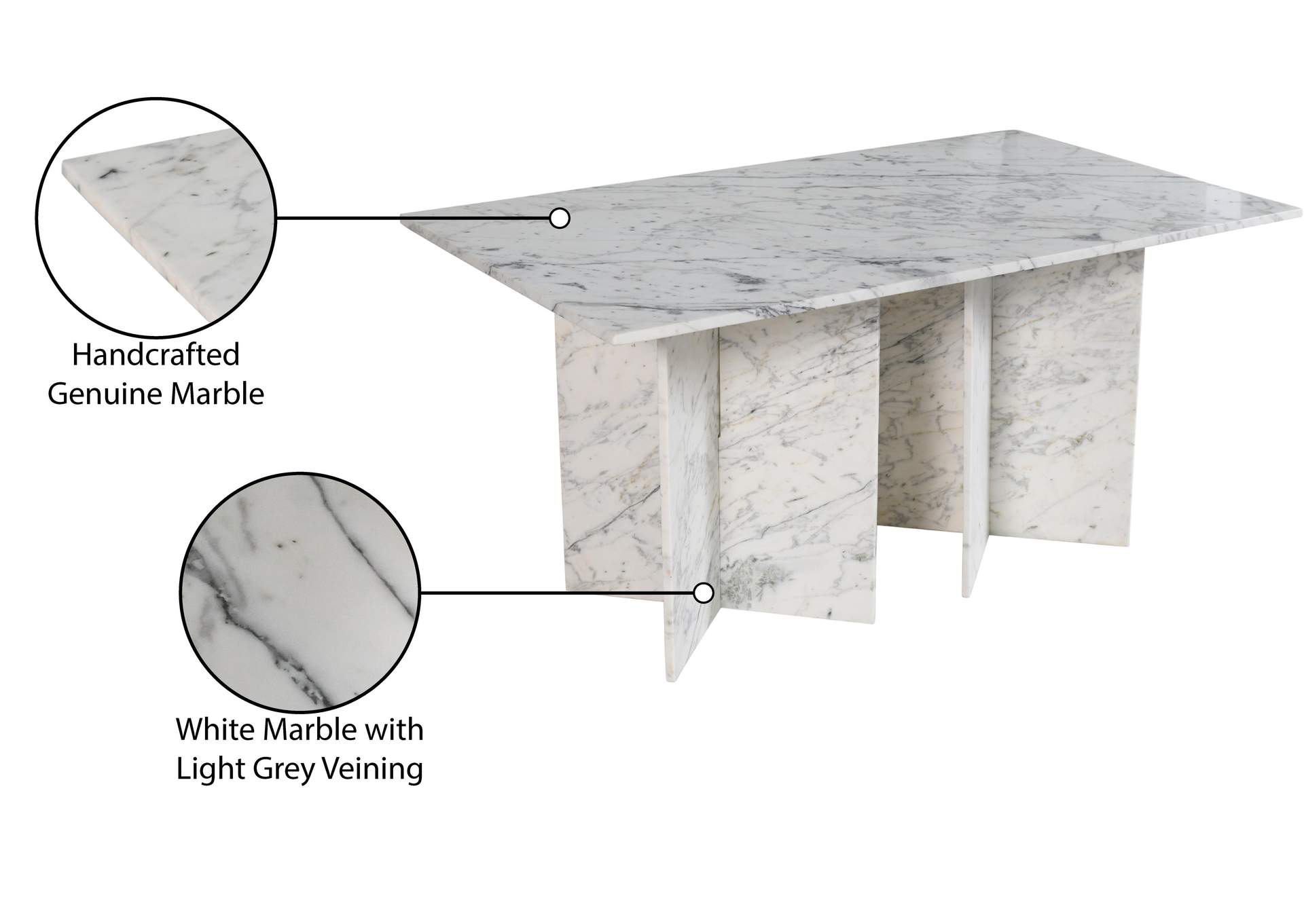 Verona White Dining Table (3 Boxes),Meridian Furniture