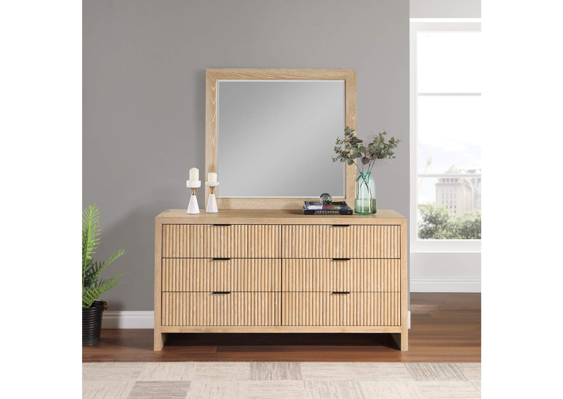 Fairfax Natural Mirror,Meridian Furniture