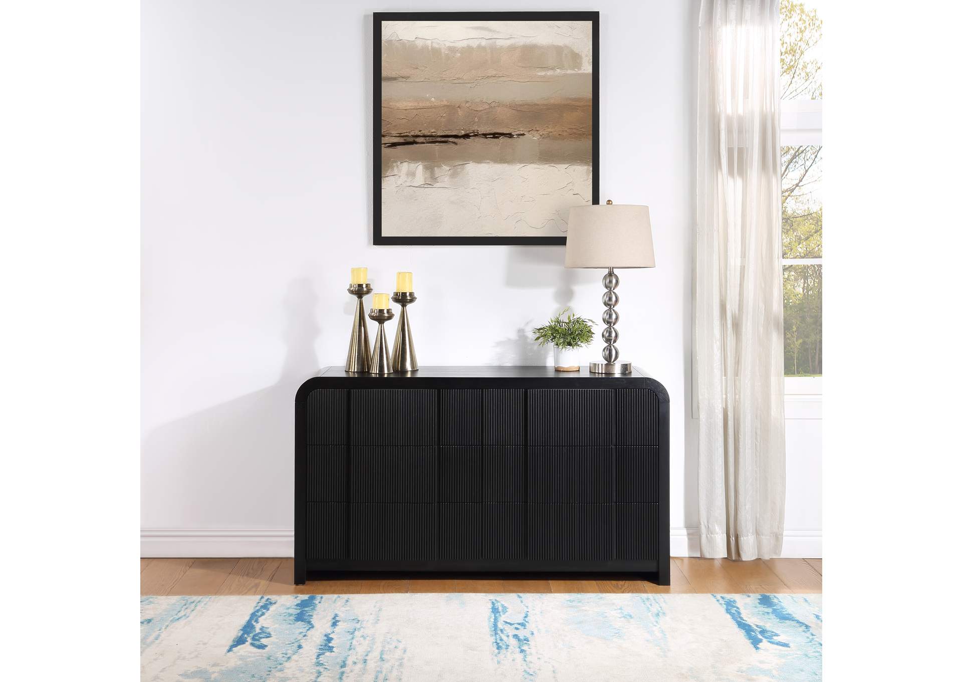 Fluted Black Dresser,Meridian Furniture