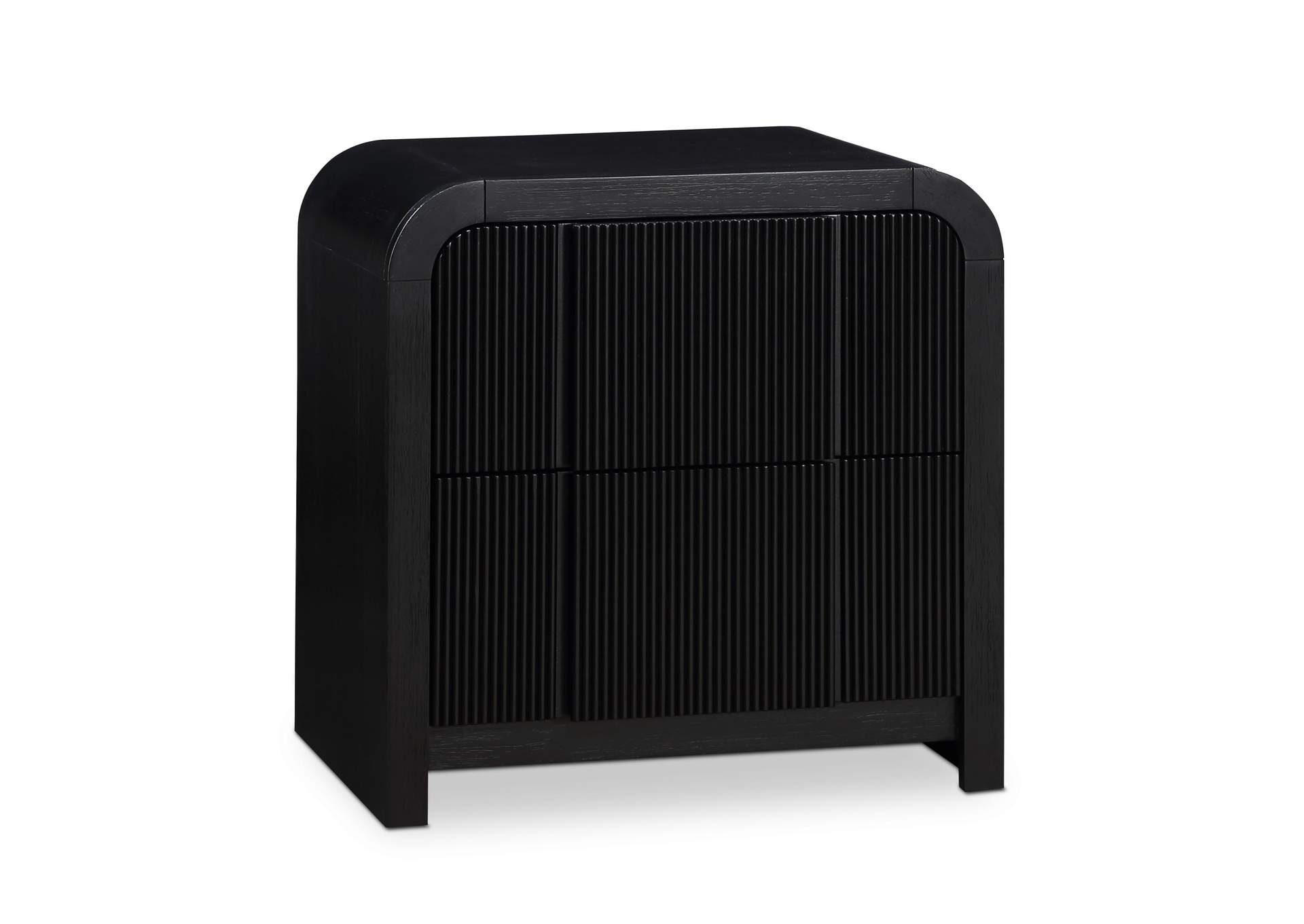 Fluted Black Night Stand,Meridian Furniture