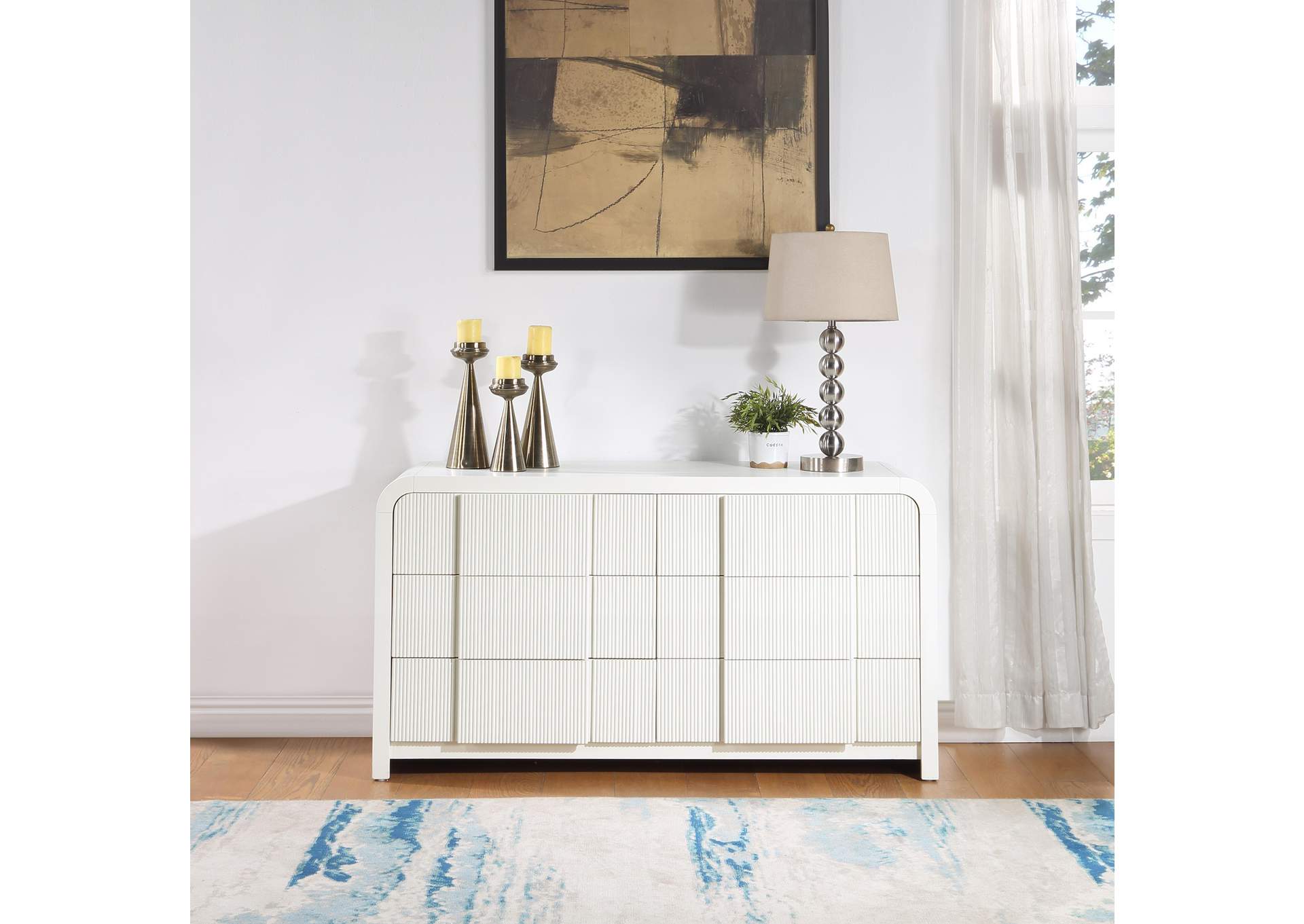 Fluted Cream Dresser,Meridian Furniture