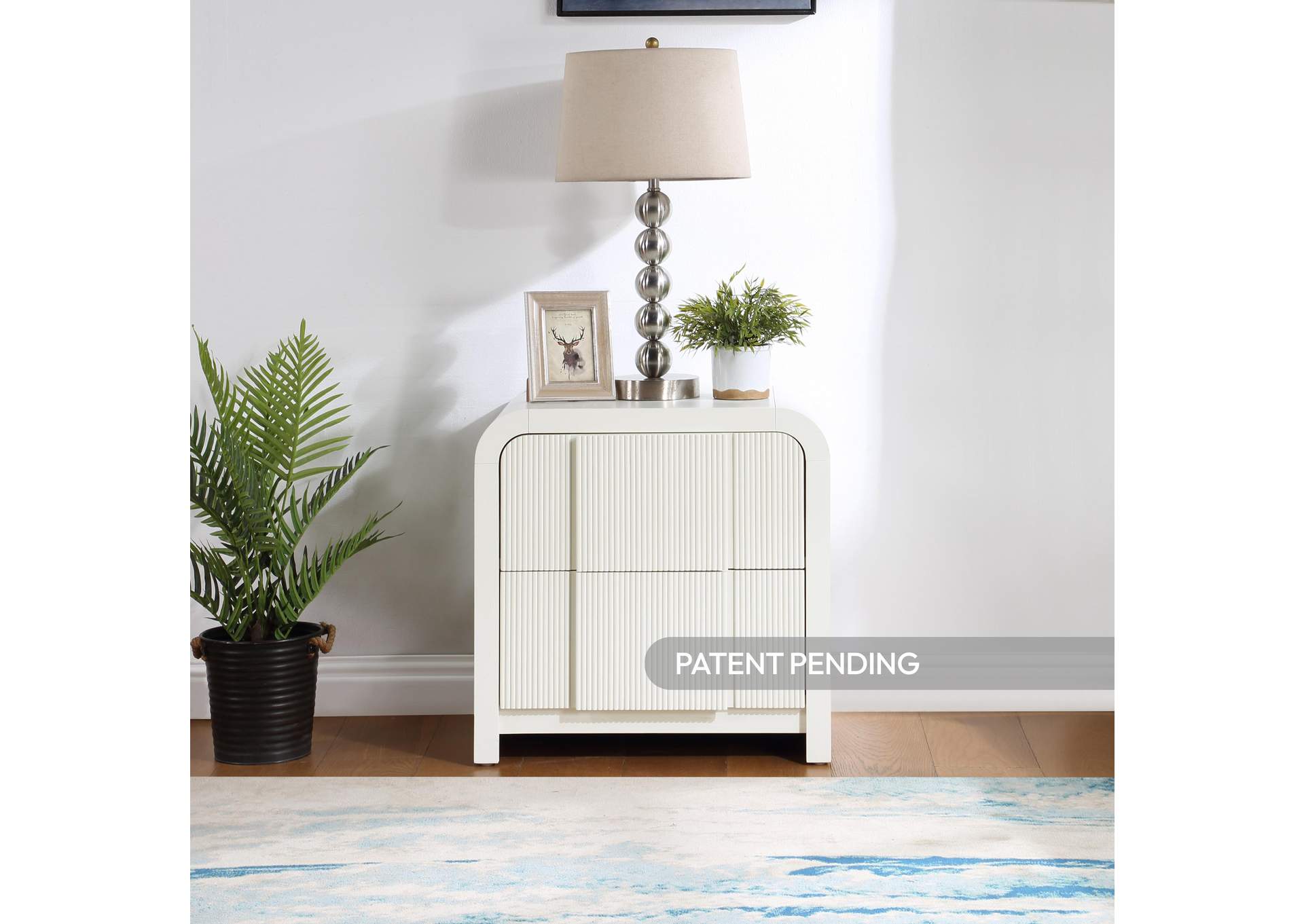 Fluted Cream Night Stand,Meridian Furniture