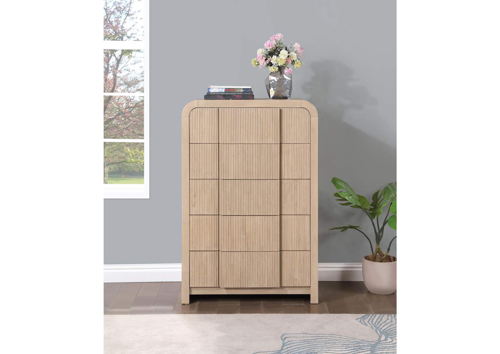 Fluted Natural Chest,Meridian Furniture