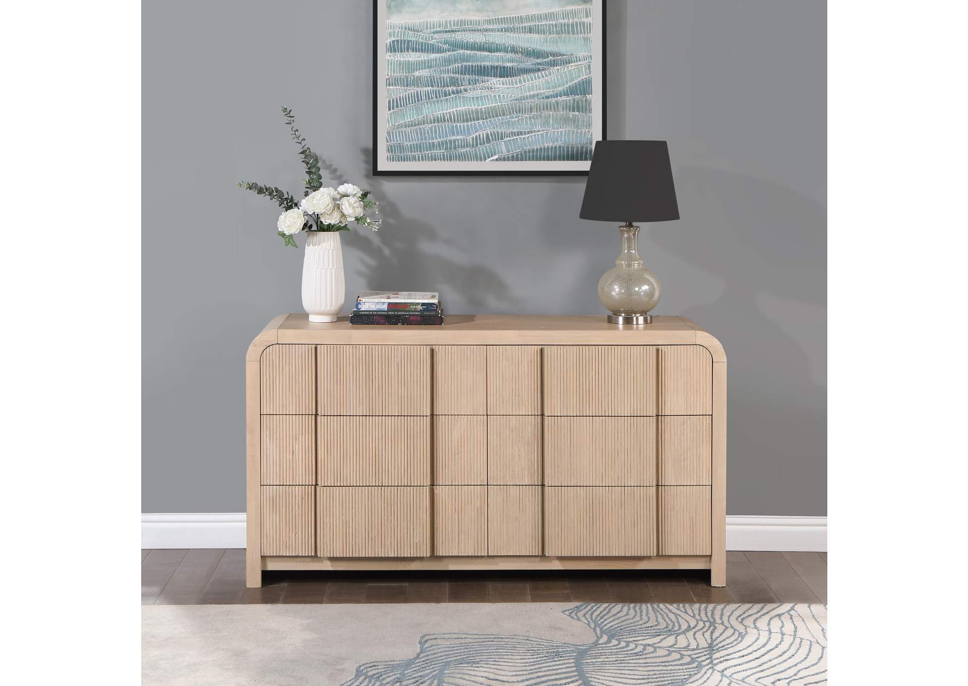 Fluted Natural Dresser,Meridian Furniture