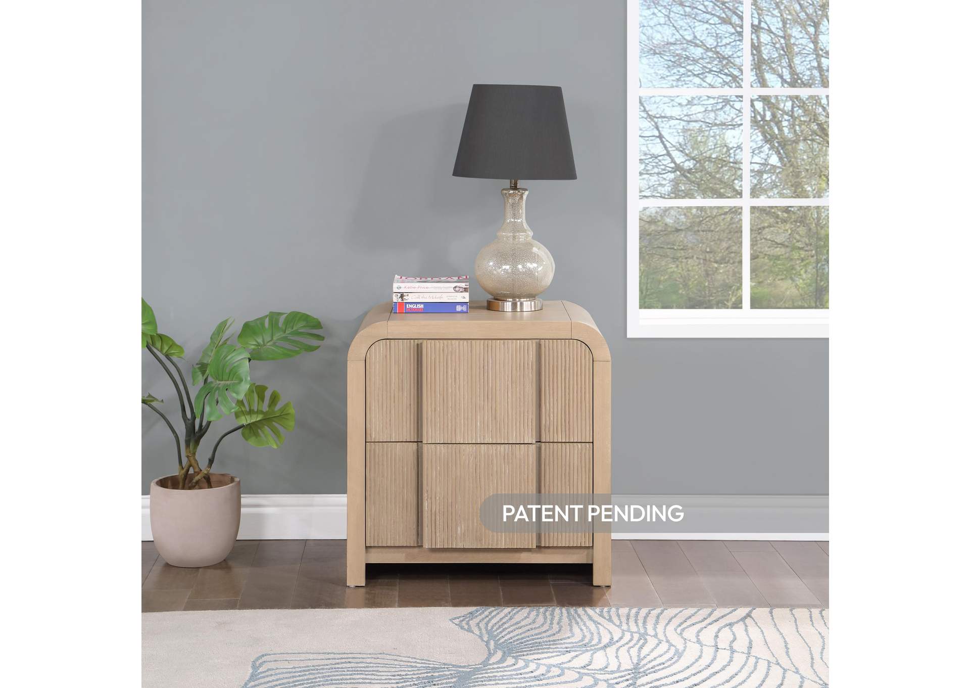 Fluted Natural Night Stand,Meridian Furniture