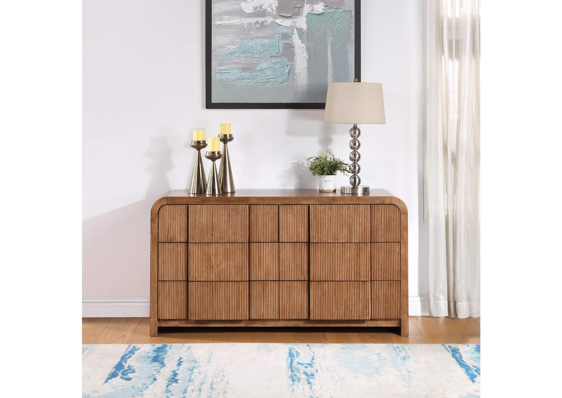 Fluted Walnut Dresser,Meridian Furniture