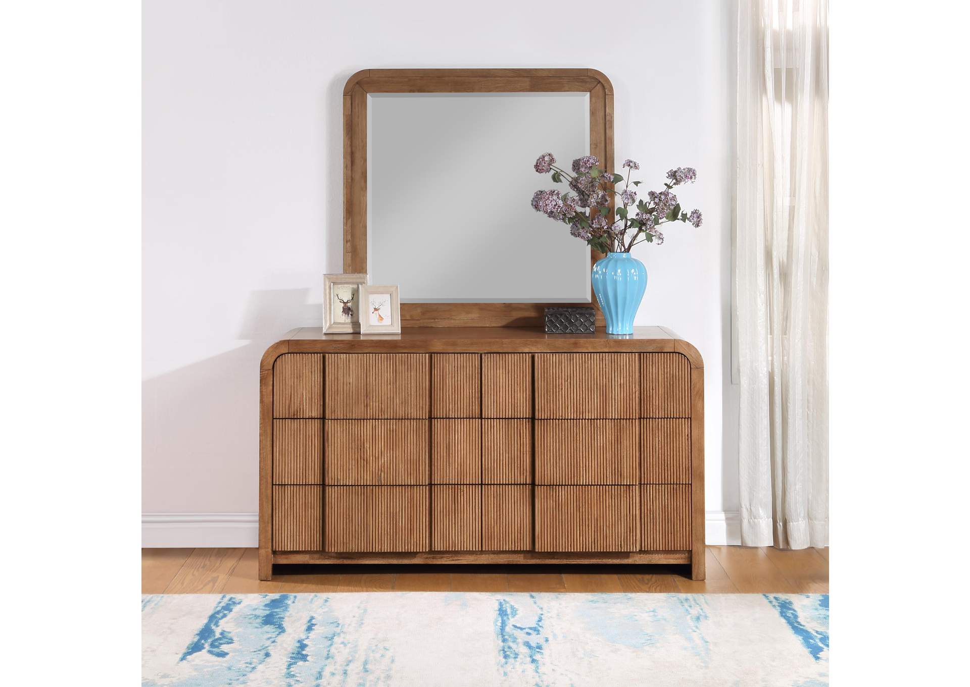 Fluted Walnut Mirror,Meridian Furniture