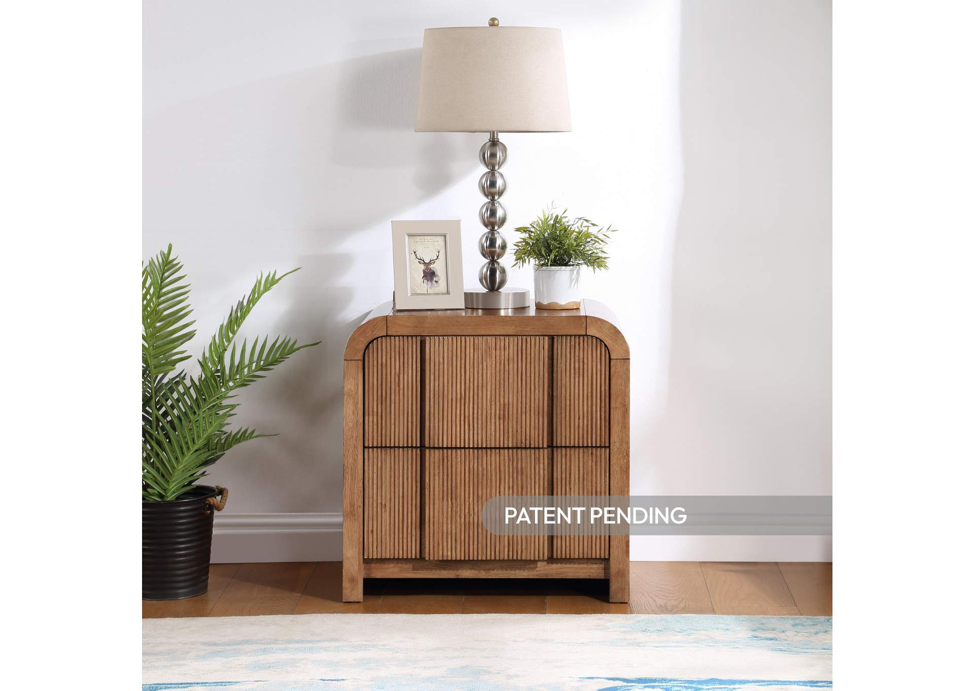 Fluted Walnut Night Stand,Meridian Furniture