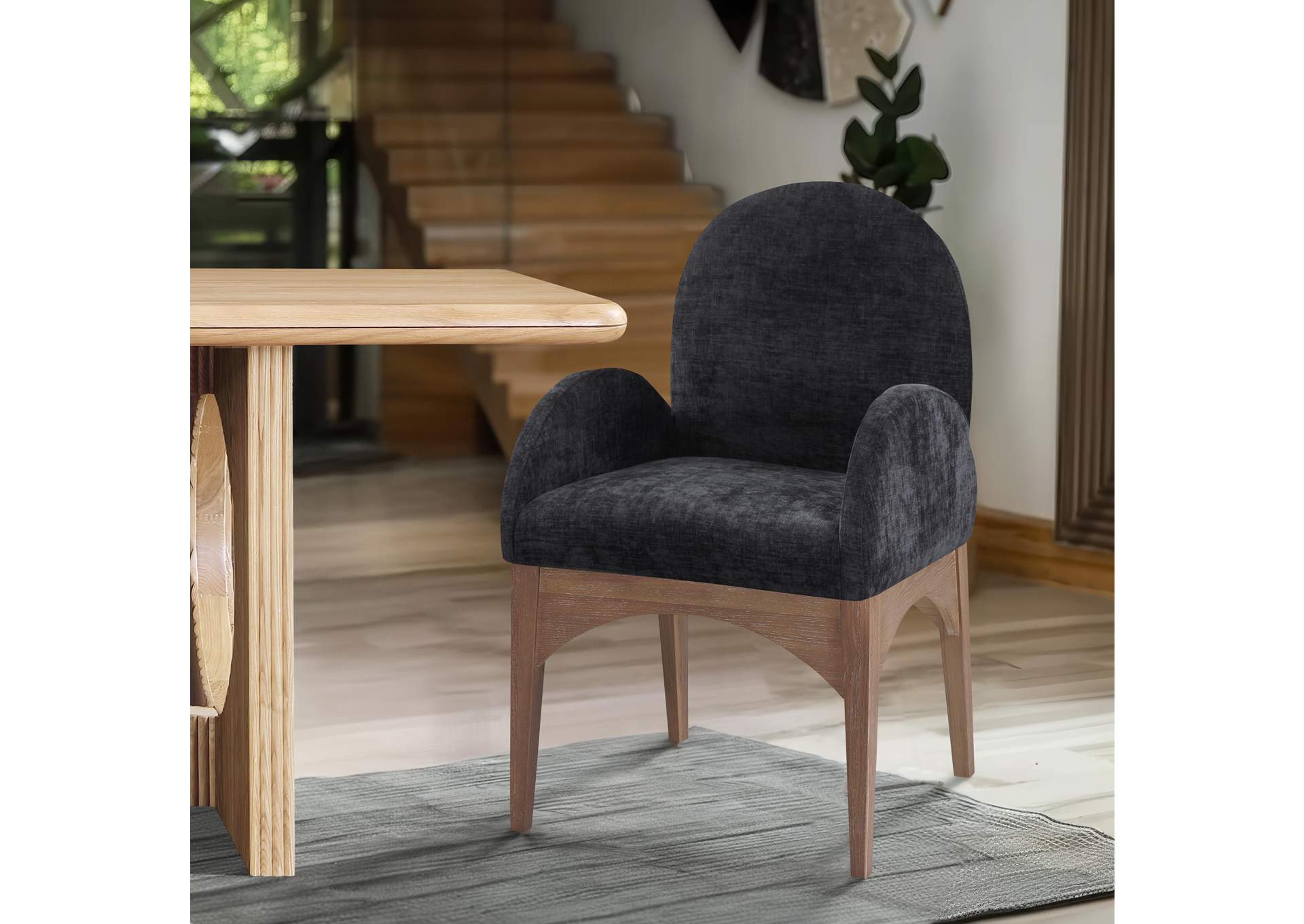 Waldorf Black Chenille Fabric Dining Chair,Meridian Furniture