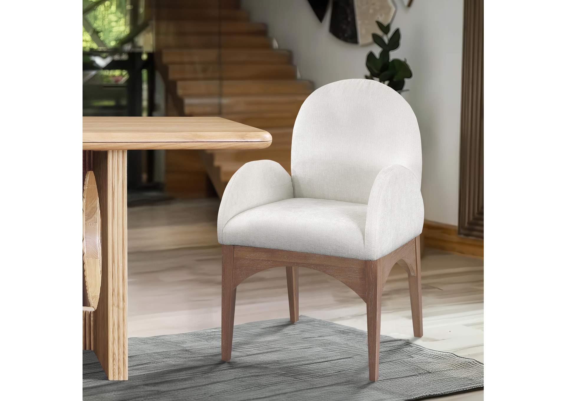 Waldorf Cream Chenille Fabric Dining Chair,Meridian Furniture