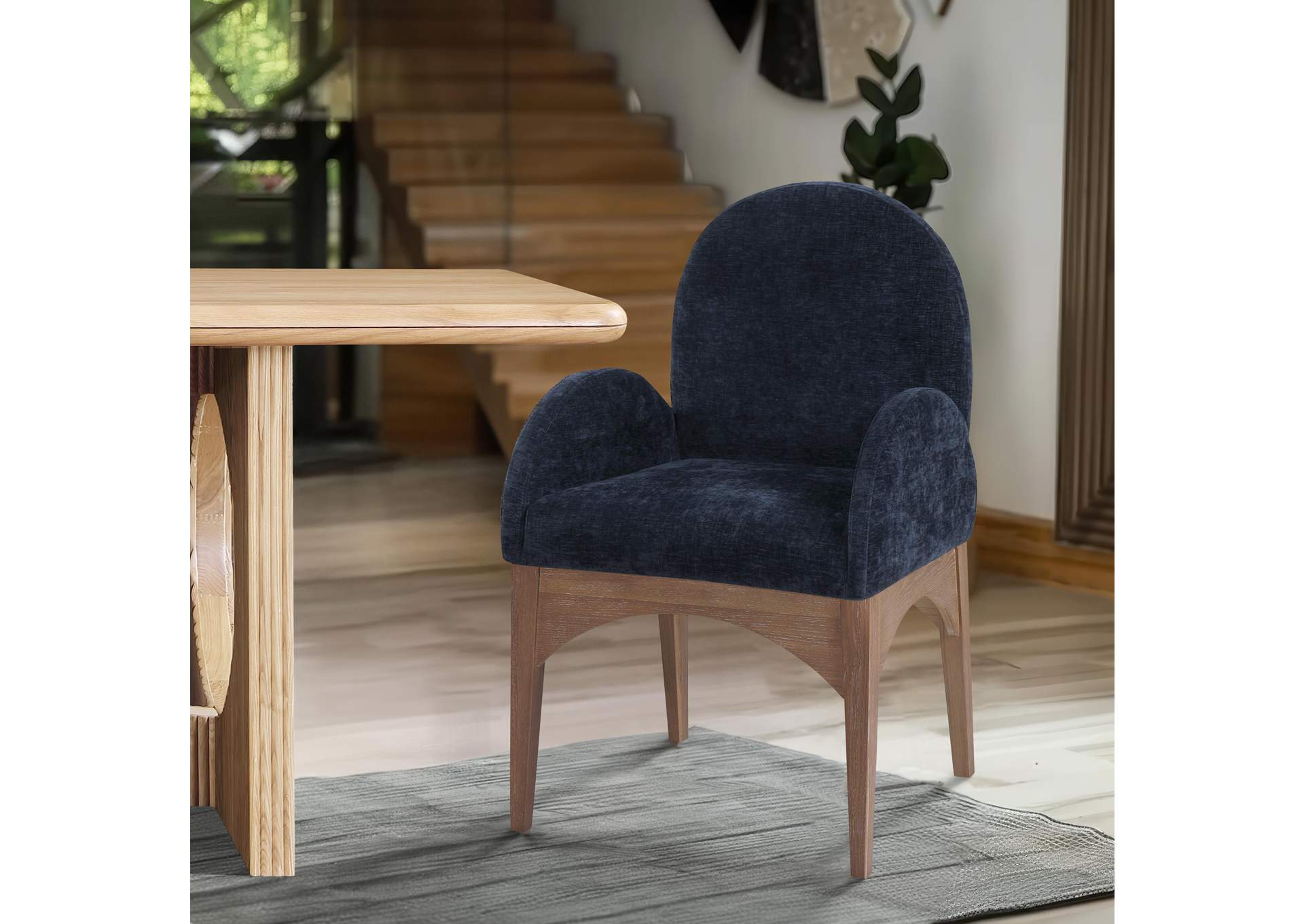 Waldorf Navy Chenille Fabric Dining Chair,Meridian Furniture