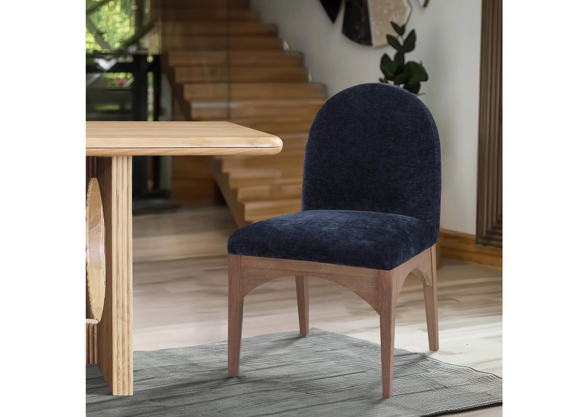 Waldorf Navy Chenille Fabric Dining Chair,Meridian Furniture