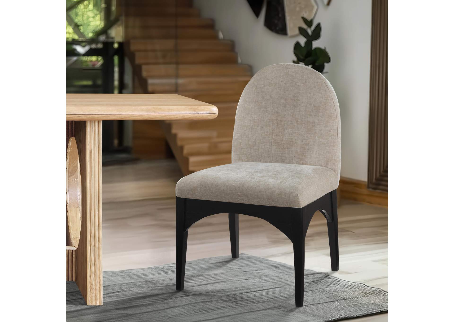 Waldorf Beige Chenille Fabric Dining Chair,Meridian Furniture