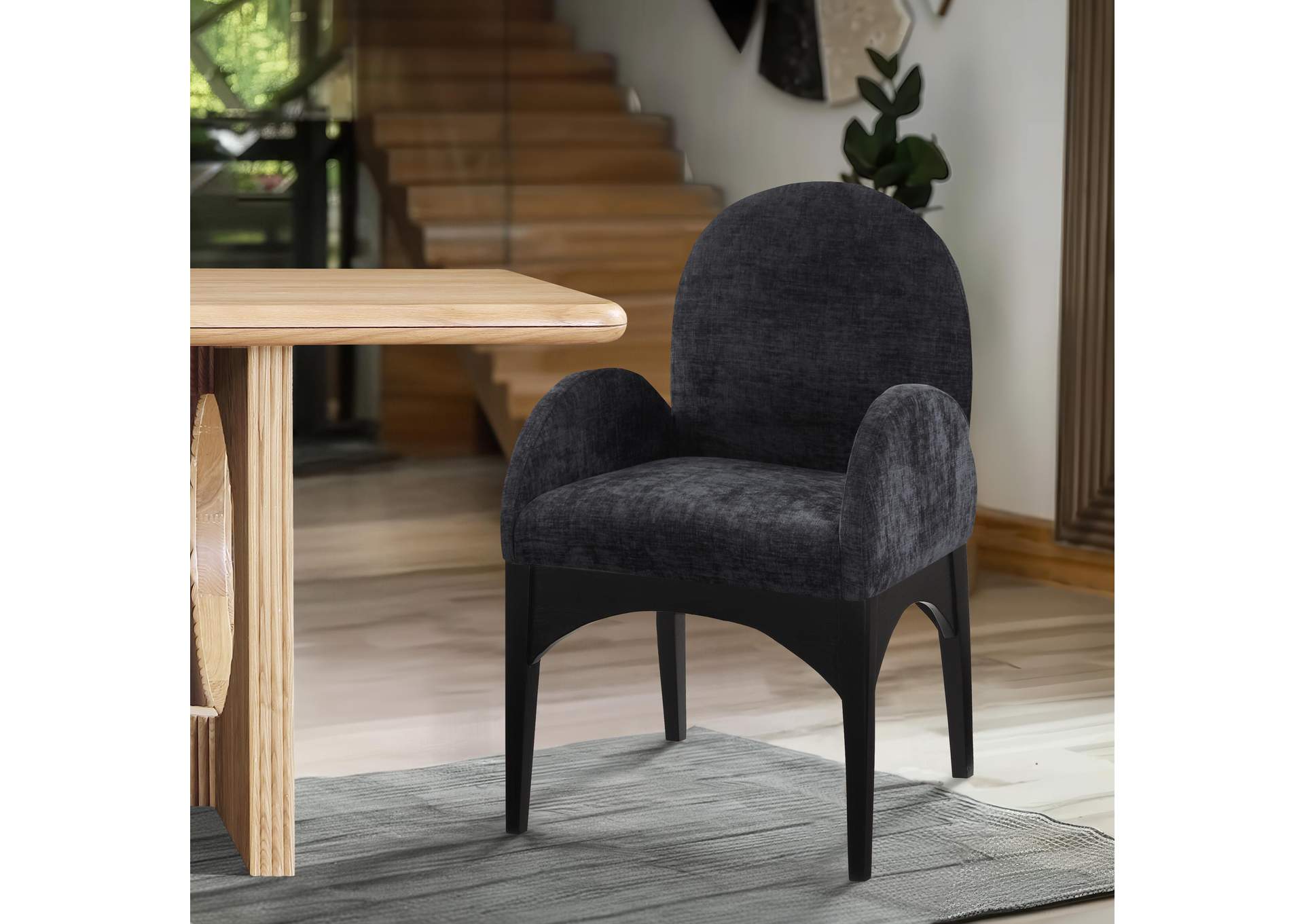 Waldorf Black Chenille Fabric Dining Chair,Meridian Furniture