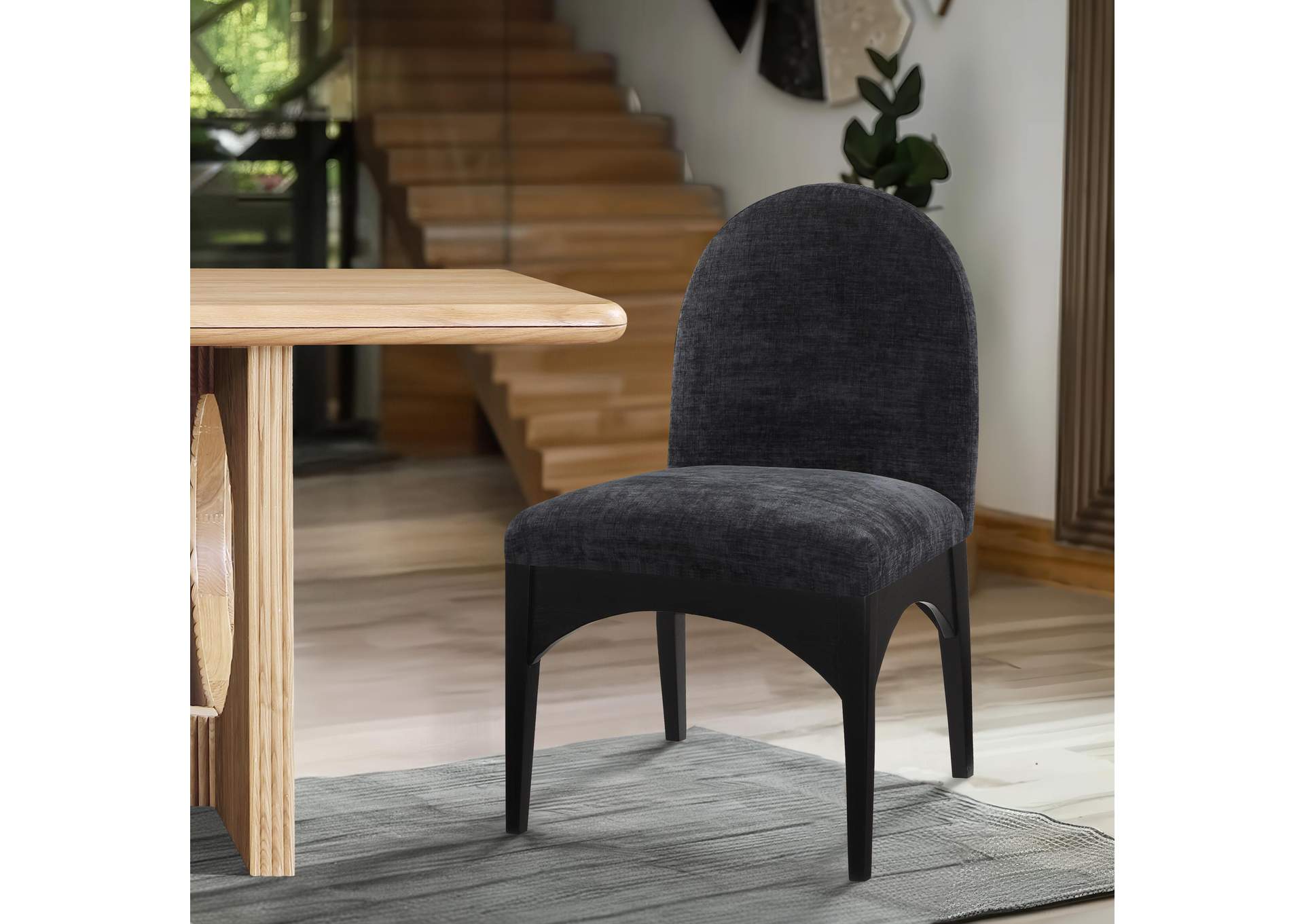 Waldorf Black Chenille Fabric Dining Chair,Meridian Furniture