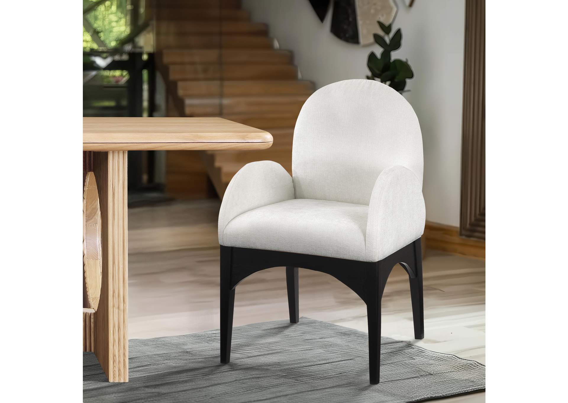 Waldorf Cream Chenille Fabric Dining Chair,Meridian Furniture