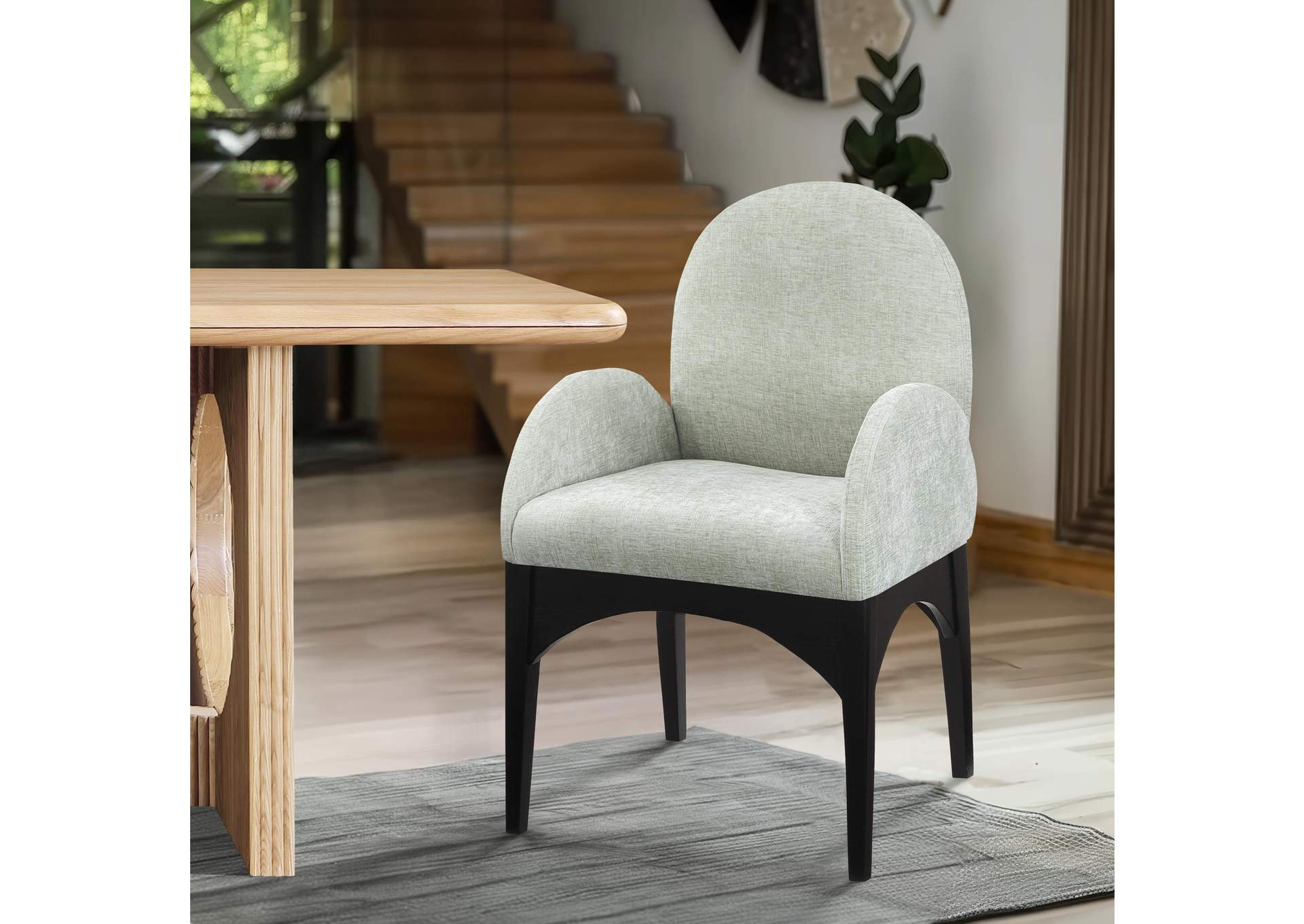 Waldorf Mint Chenille Fabric Dining Chair,Meridian Furniture