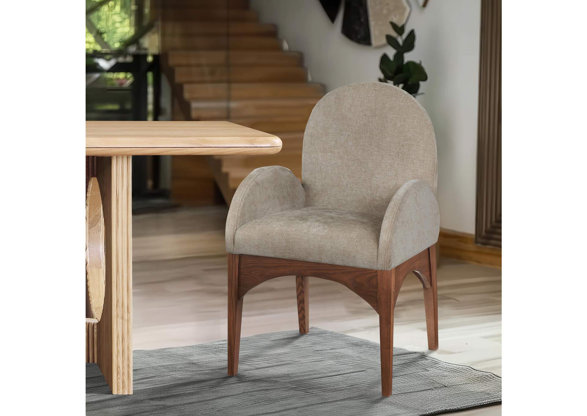 Waldorf Beige Chenille Fabric Dining Chair,Meridian Furniture