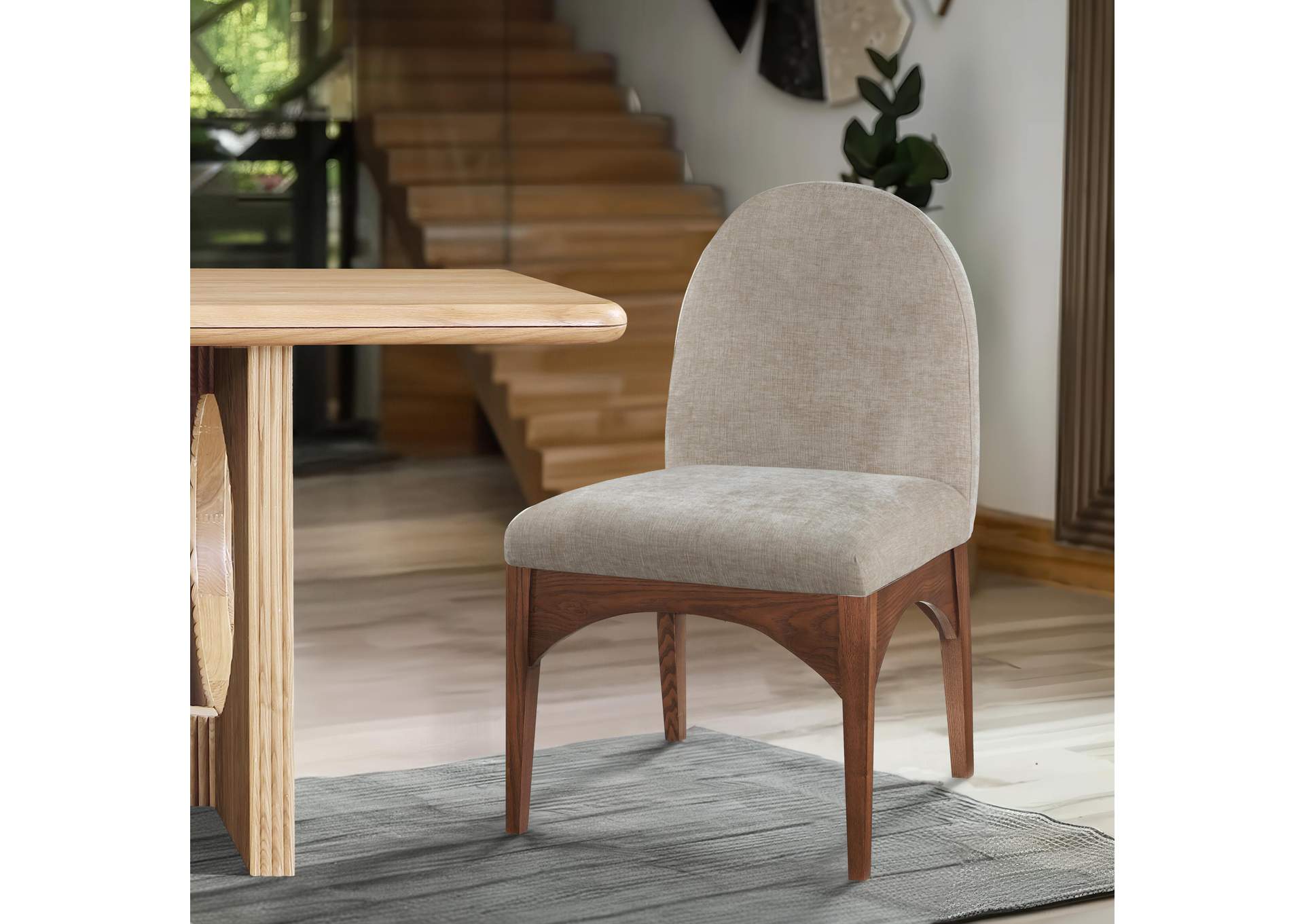 Waldorf Beige Chenille Fabric Dining Chair,Meridian Furniture