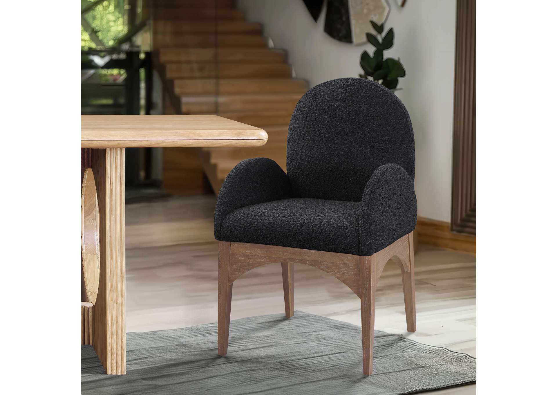 Waldorf Black Boucle Fabric Dining Chair,Meridian Furniture