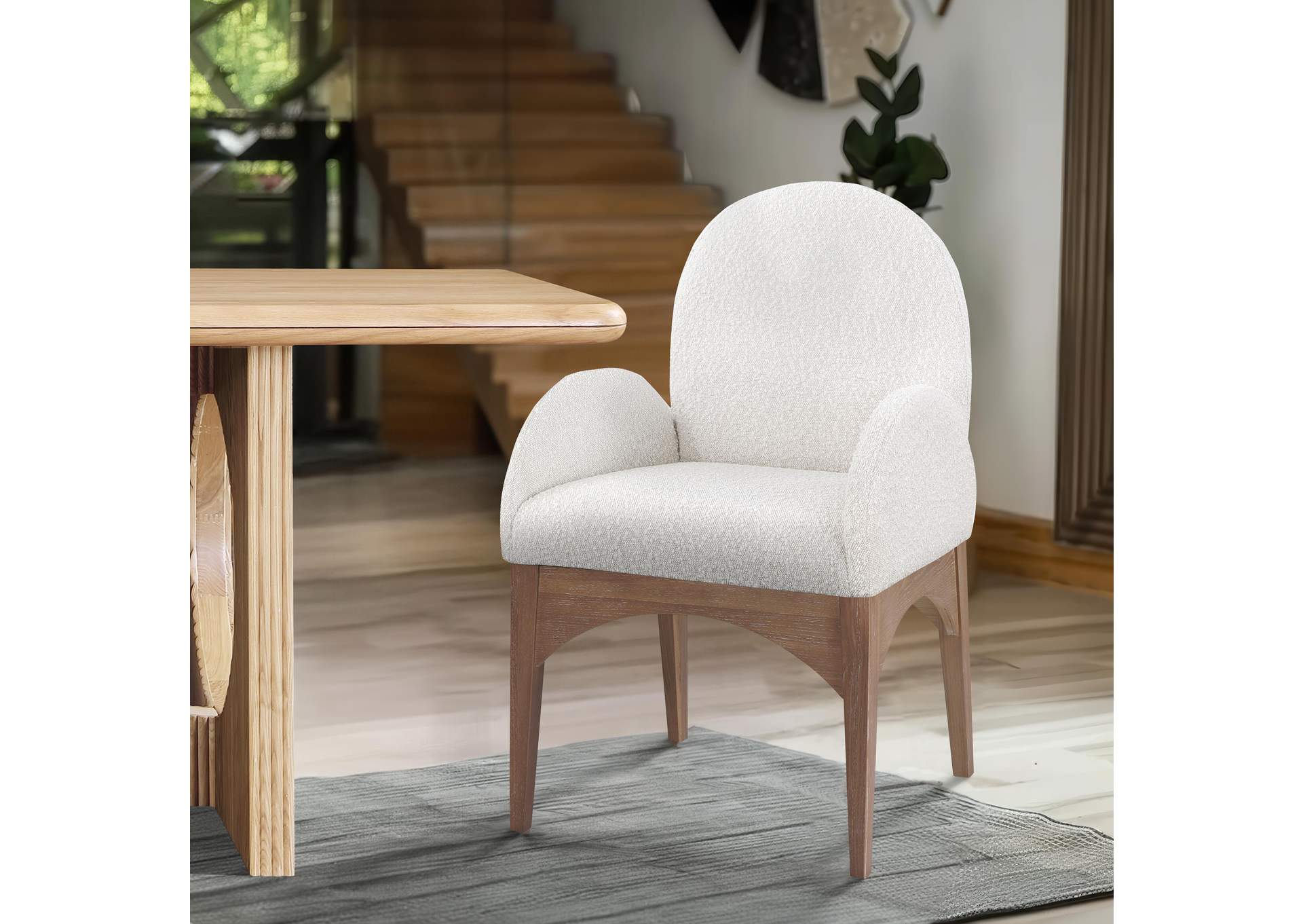 Waldorf Cream Boucle Fabric Dining Chair,Meridian Furniture